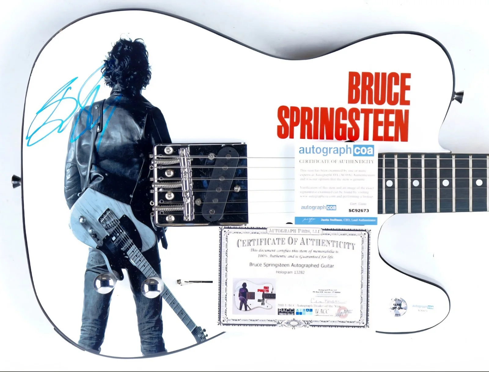 Bruce Springsteen Authentic Autograph Greatest Hits Photo Graphics Guitar, image 5