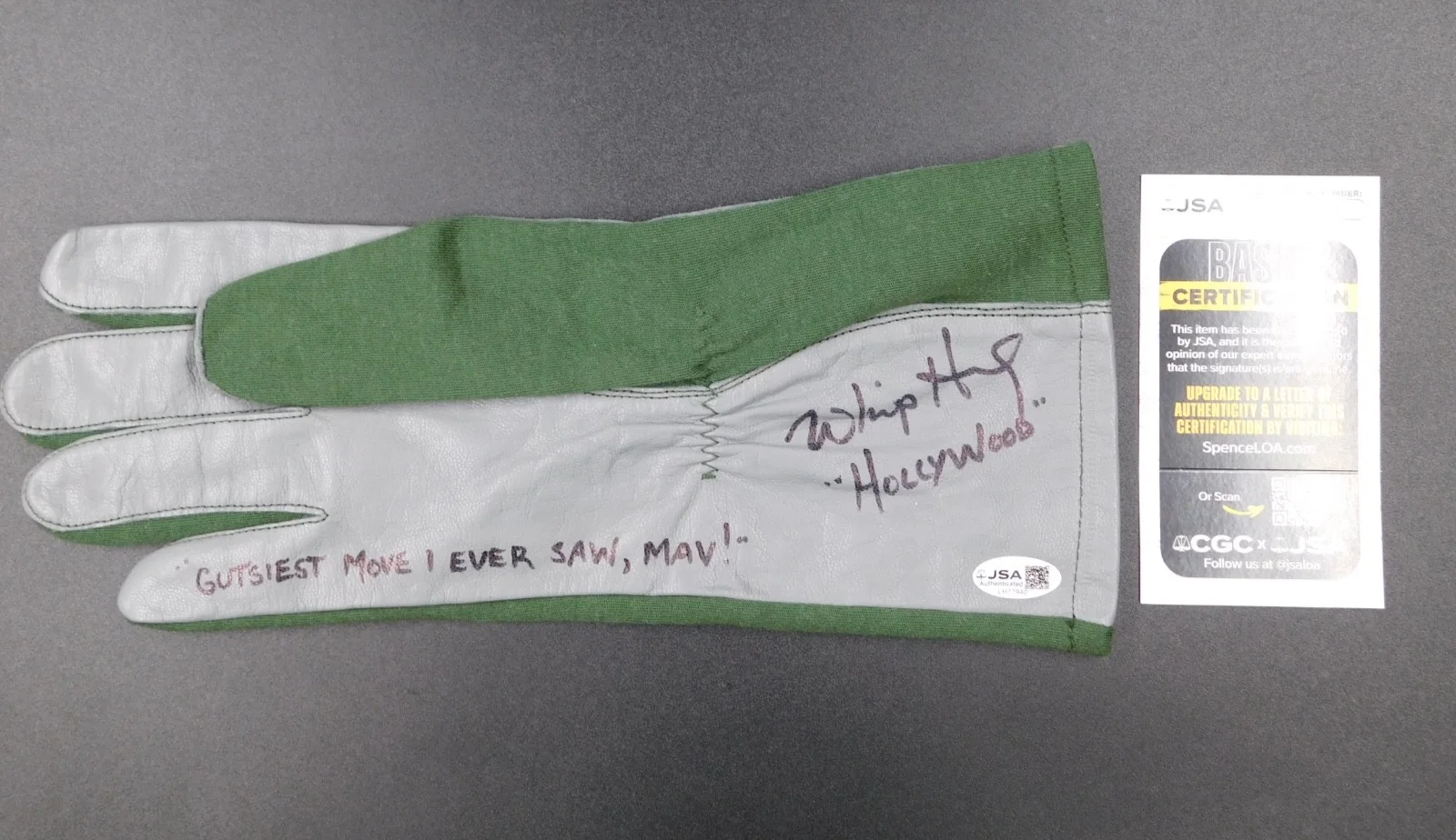 Whip Hubley — Whip Hubley Signed Autographed Aviator Pilot Glove Top Gun Hollywood JSA COA