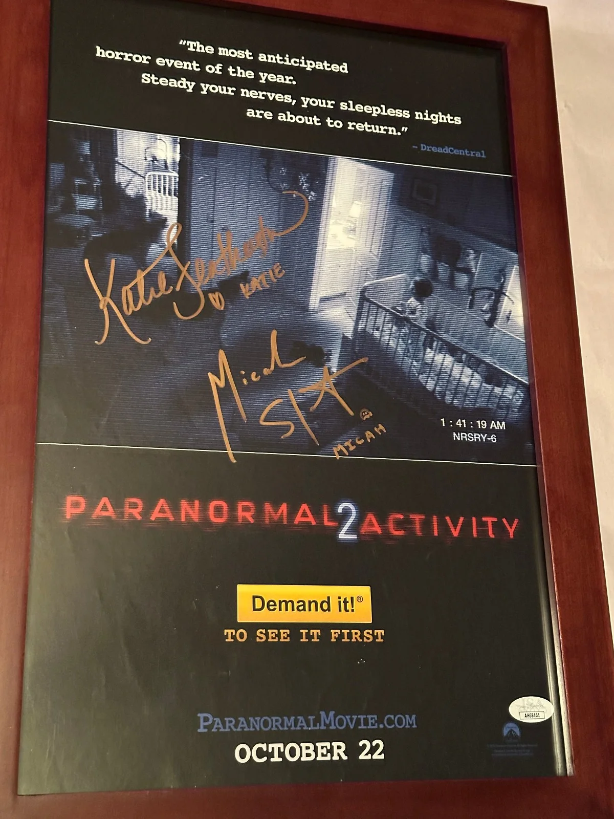 Katie Featherston Micah Sloat — Katie Featherston Micah Sloat x2 Signed Paranormal Activity Framed 11x17 JSA COA, image 3