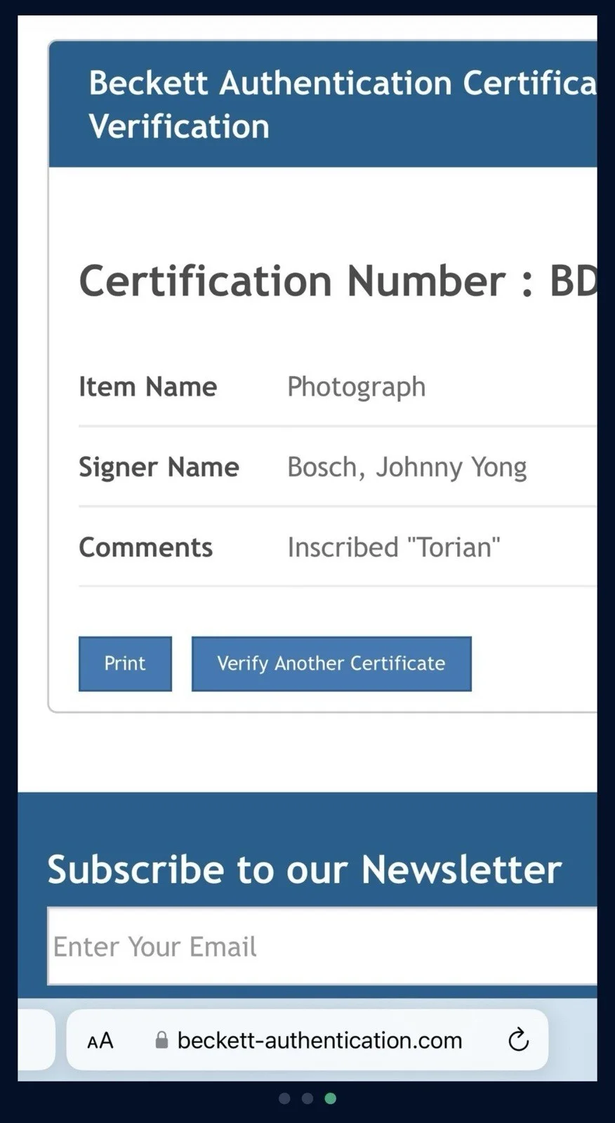 BAS COA JOHNNY YONG BOSCH SIGNED INSCRIBED TURIAN 8x10 PHOTO, изображение 3