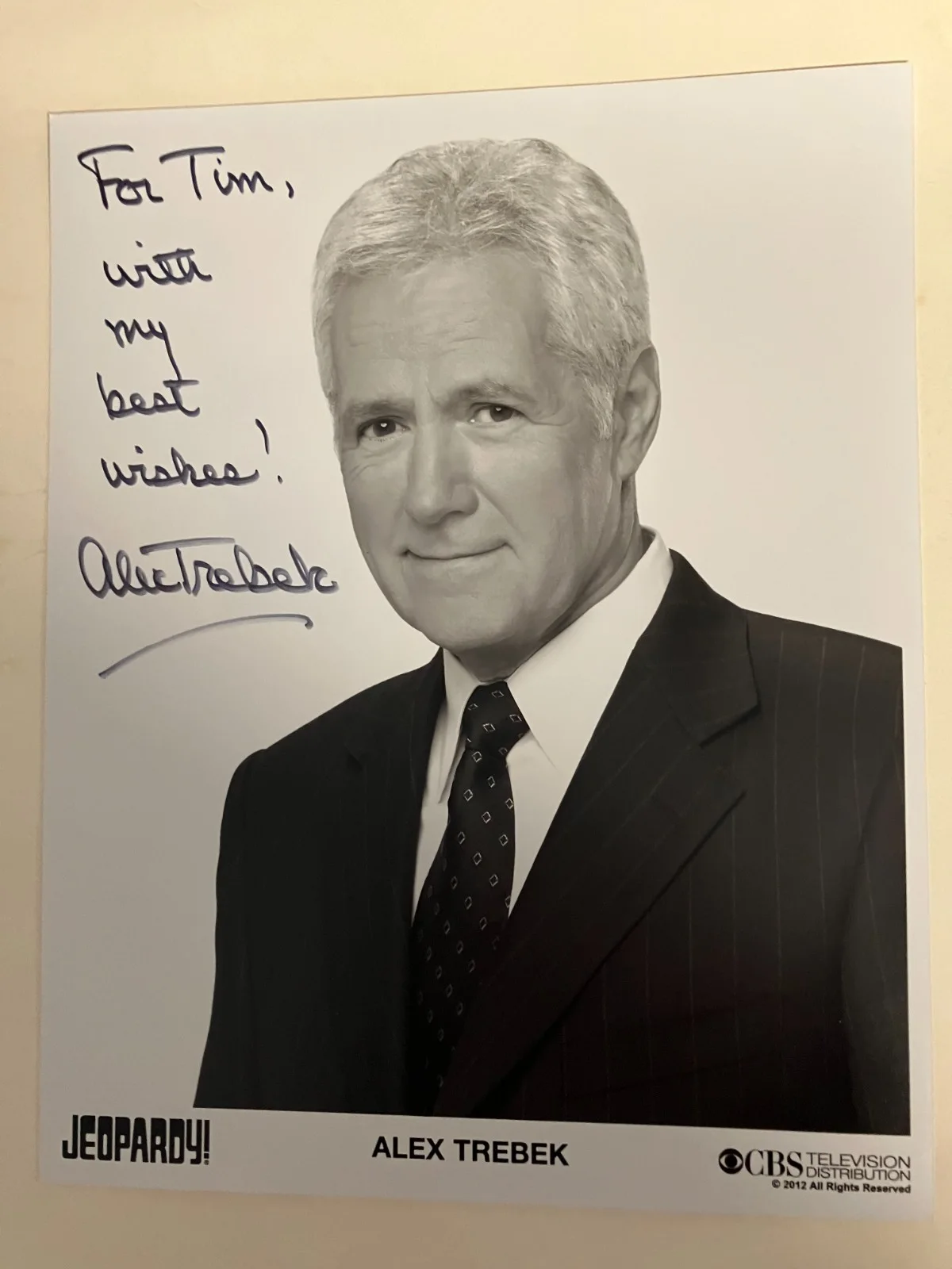 Alex Trebek — Jeopardy Legend ALEX TREBEK Autographed 8x10 B+W Photo !