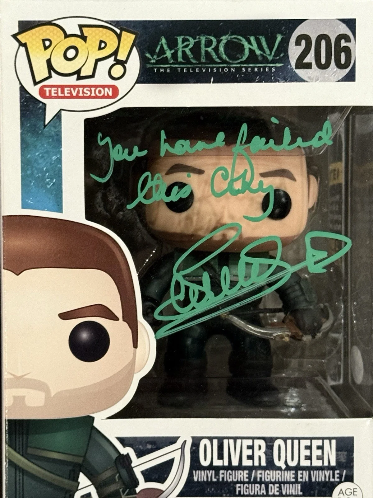 Stephen Amell Signed The Arrow Funko Pop # 206 Oliver Queen Green DC w/ JSA COA, изображение 2