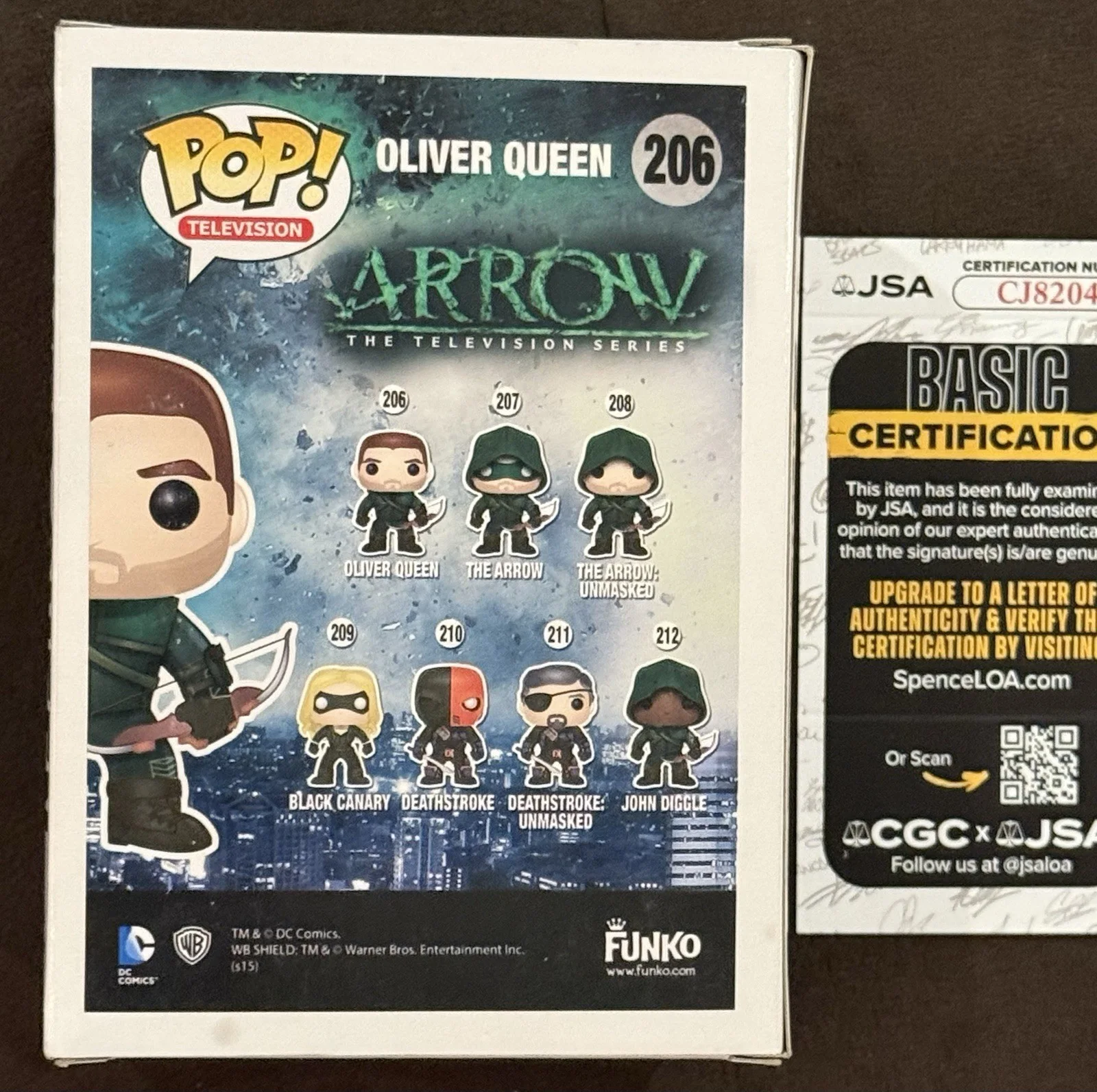 Stephen Amell Signed The Arrow Funko Pop # 206 Oliver Queen Green DC w/ JSA COA, изображение 4