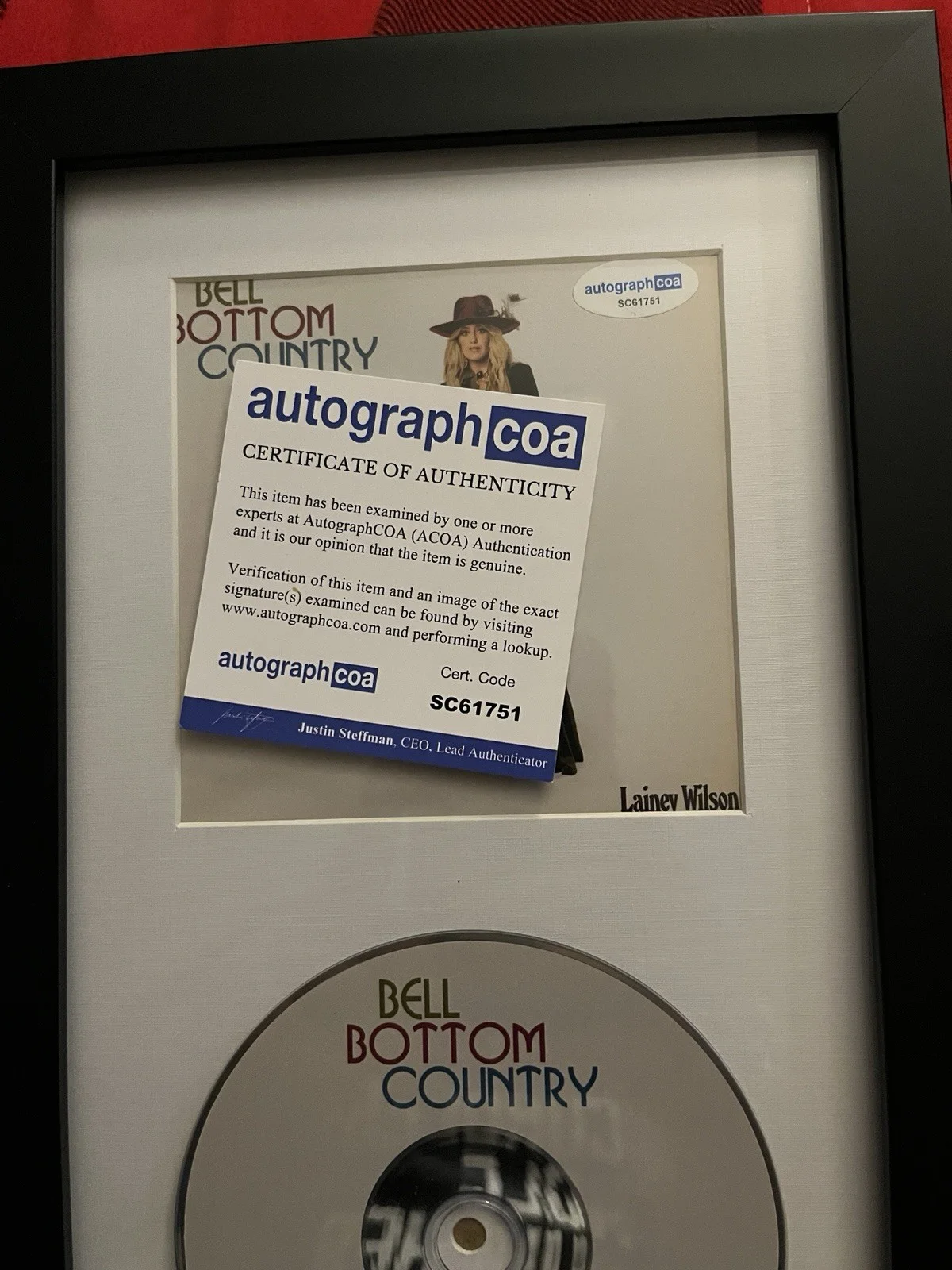 Lainey Wilson — Lainey Wilson Signed Autograph Bell Bottom Country Framed CD Display ACOA COA, image 2
