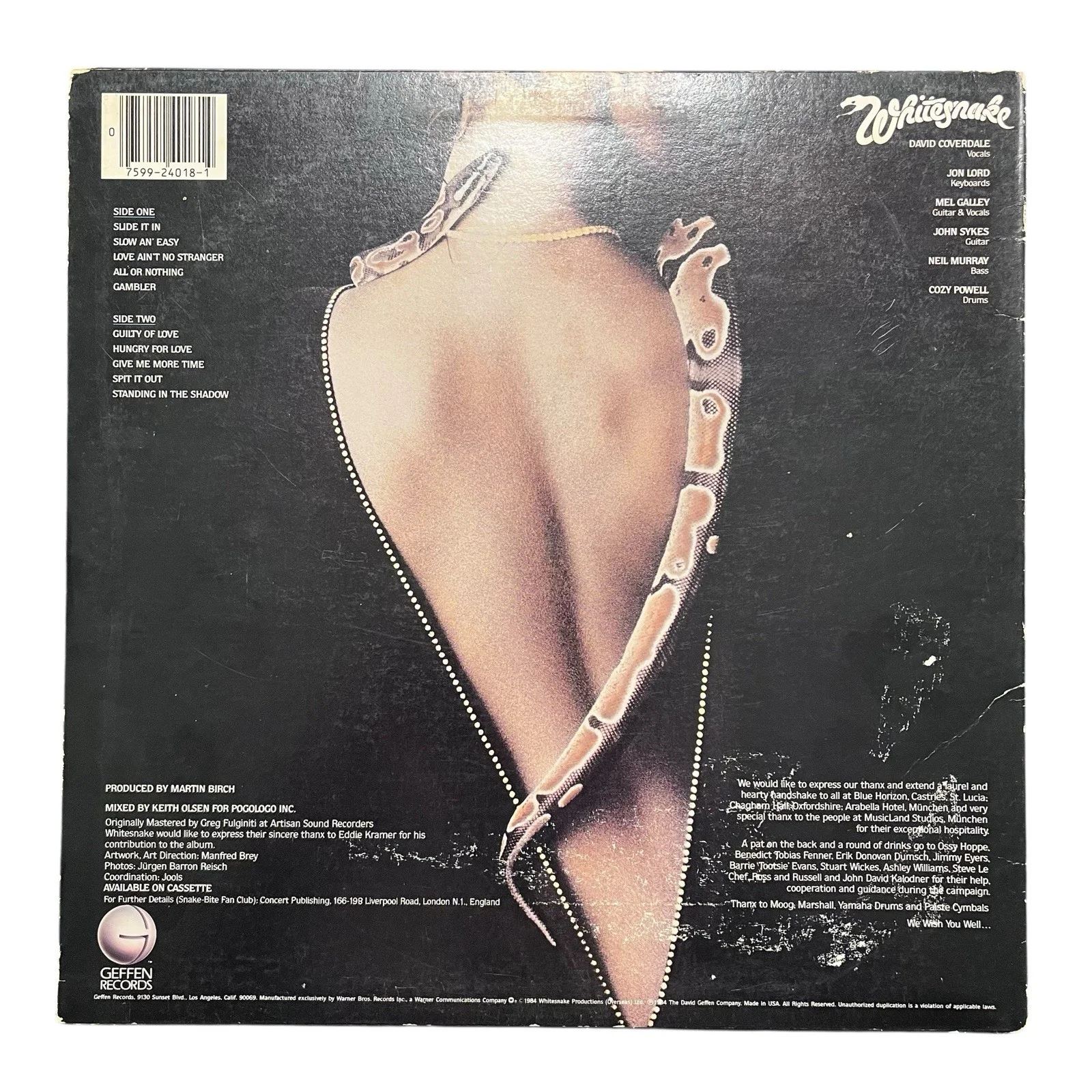 David Coverdale Signed Autographed Whitesnake Slide It In Vinyl Album, image 3