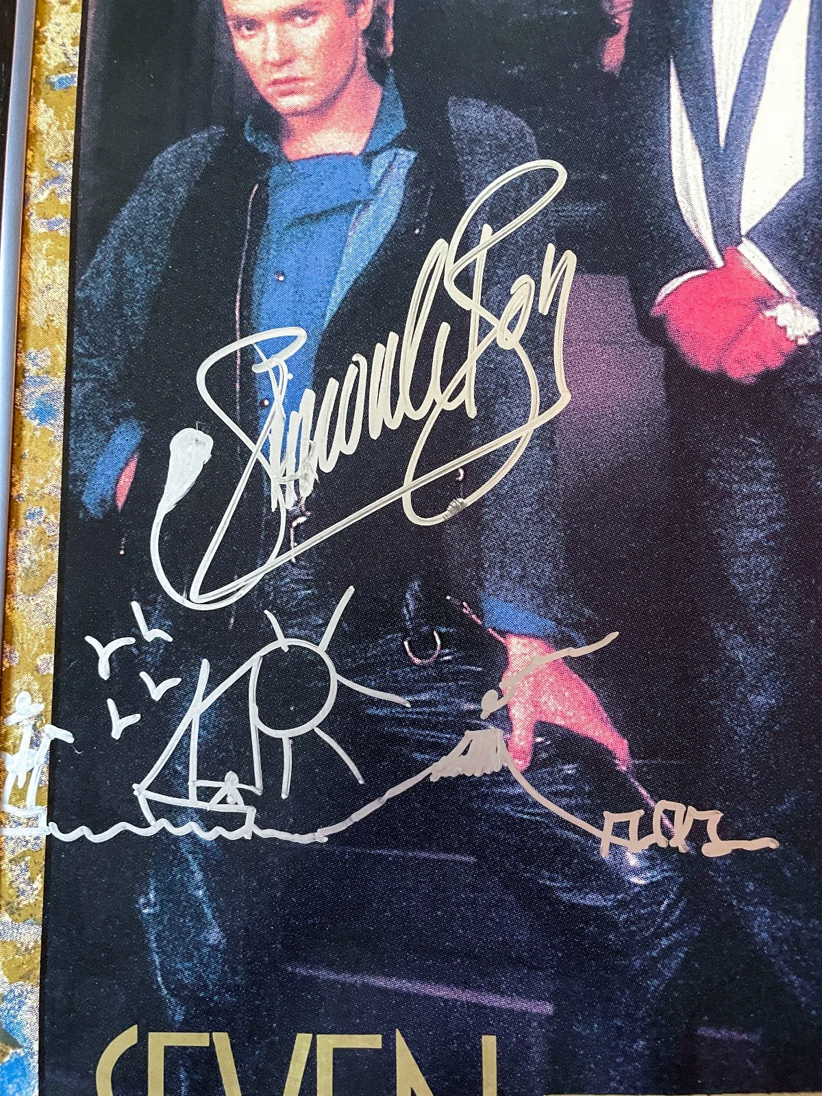 Duran Duran Band Signed Seven and the Ragged Tiger 24x35 Framed Poster JSA, image 4