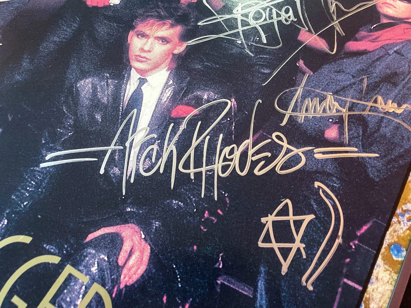 Duran Duran Band Signed Seven and the Ragged Tiger 24x35 Framed Poster JSA, image 5