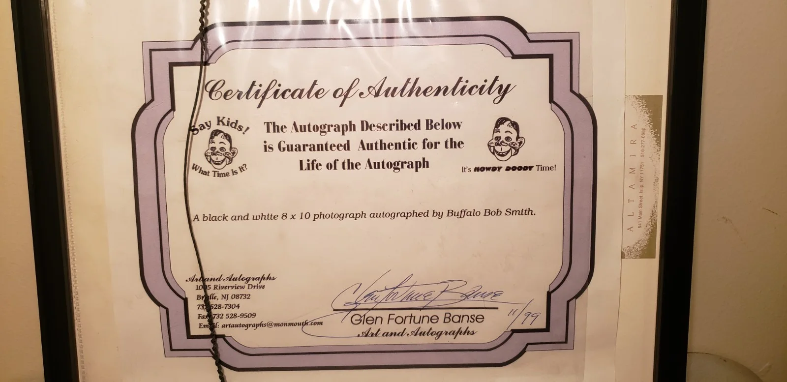 Buffalo Bob Smith — Buffalo Bob Smith host Howdy Doody Show TV autographed COA Glen Fortune Banse, изображение 5