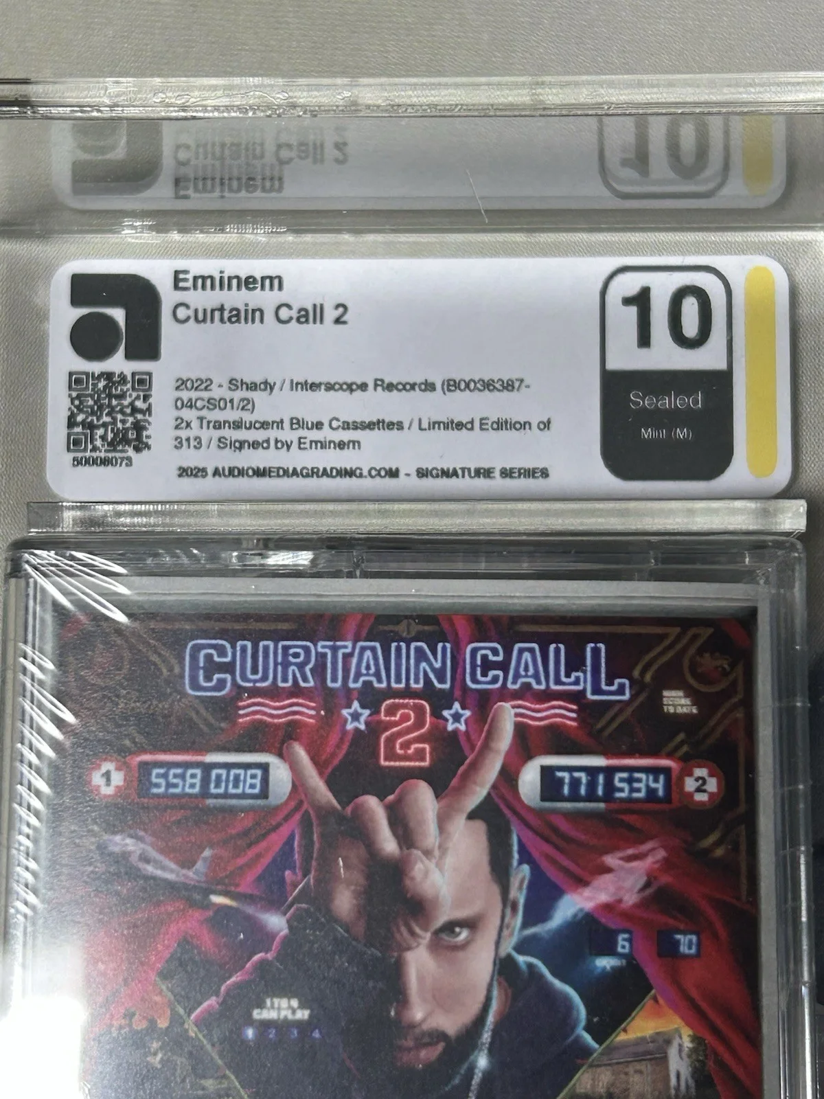 Eminem autograph - Slim Shady Curtain Call signed Blue cassette AMG 10 Only /313, изображение 4