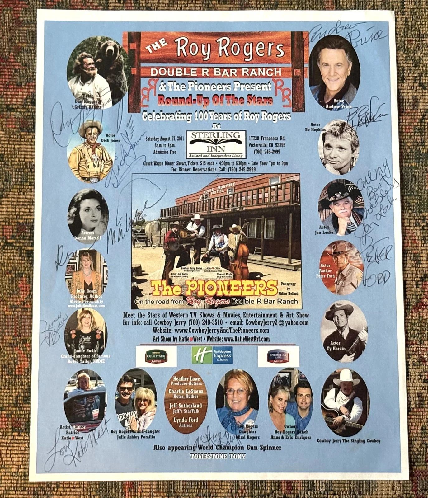 Many, See Description — Roy Rogers Concert Flyer Signed by 10, Inc A Prine, B Hopkins, D Haggerty + COA, image 3