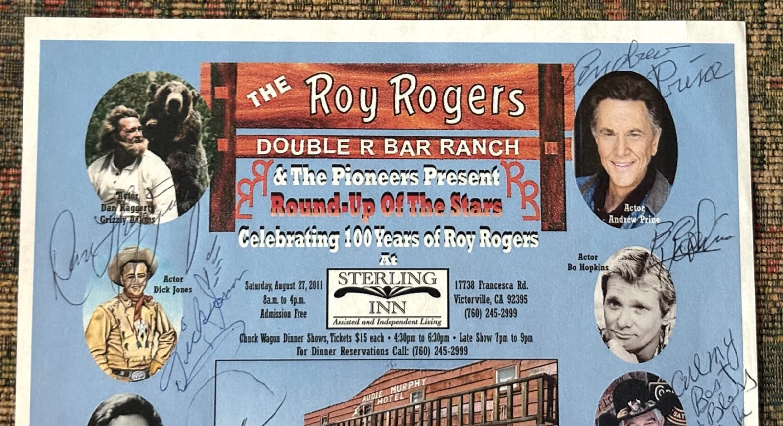 Many, See Description — Roy Rogers Concert Flyer Signed by 10, Inc A Prine, B Hopkins, D Haggerty + COA, image 4
