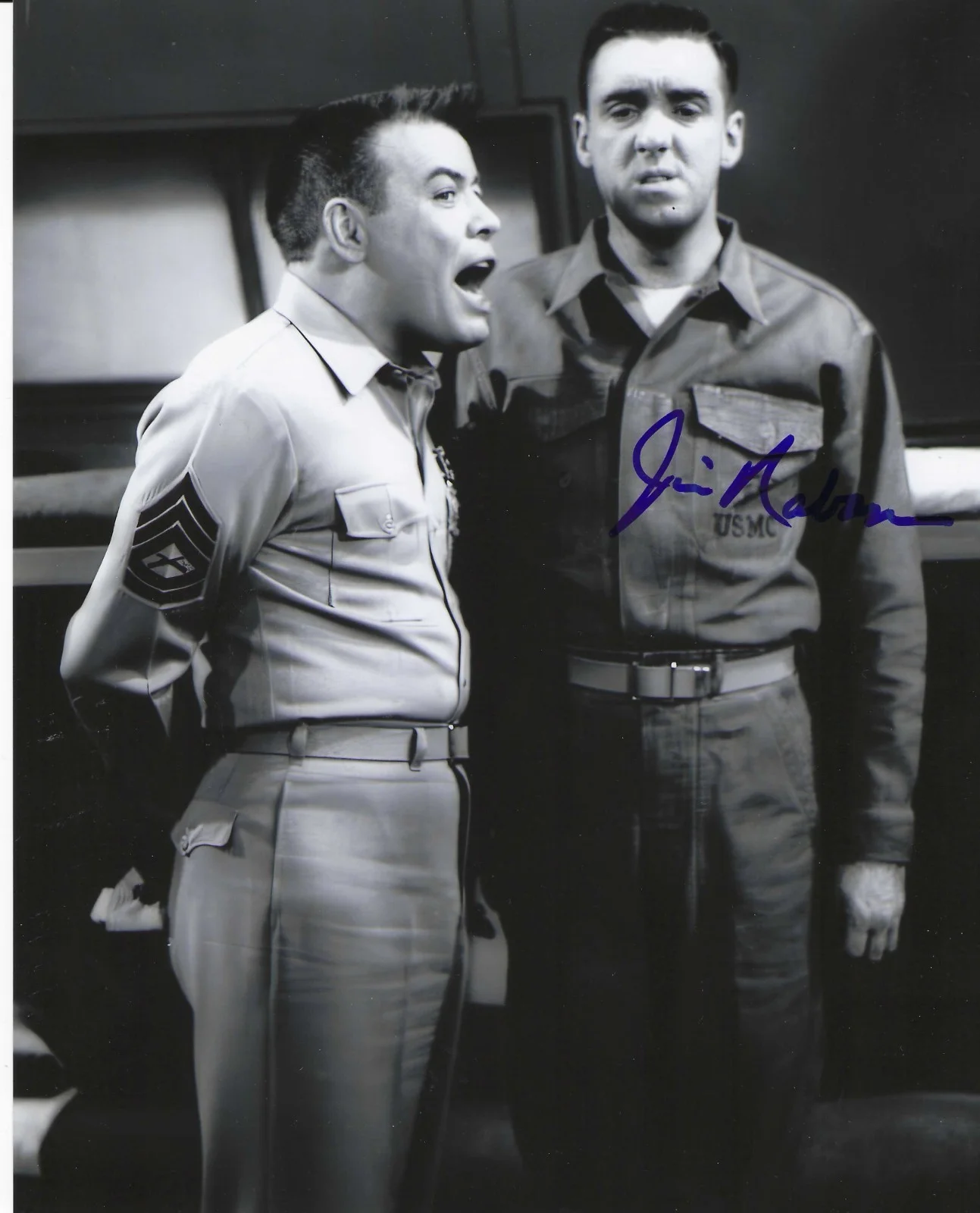 Jim Nabors — GOMER PYLE Jim Nabors signed USMC with Frank Sutton 8x10 "IN PERSON" UACC COA