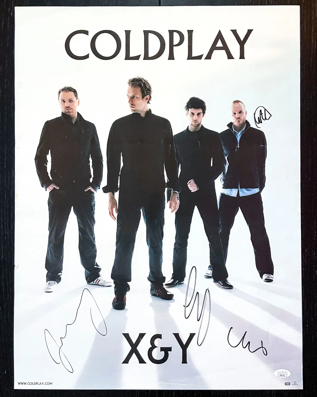 Chris Martin Jonny Guy Will BAND Signed COLDPLAY X&Y 18x24 Poster JSA Parachutes, image 2