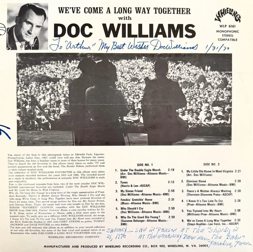 DOC WILLIAMS HAND SIGNED AUTOGRAPH LP ALBUM "WE'VE COME A LONG WAY TOGETHER", image 2