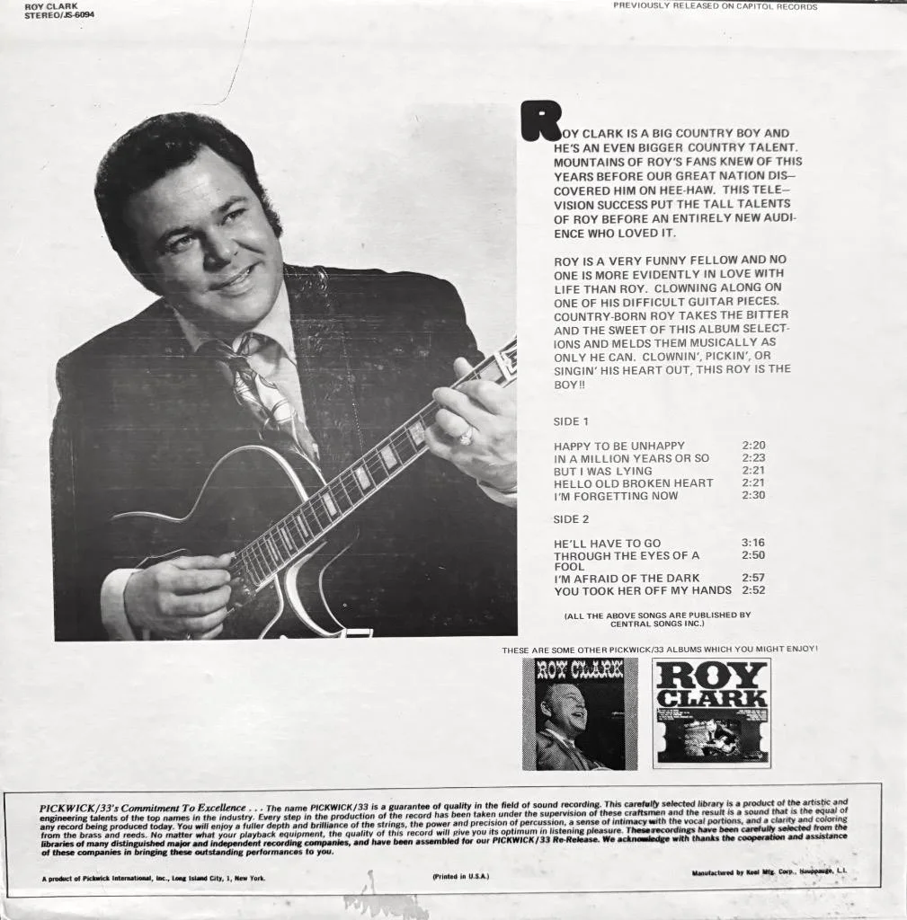 ROY CLARK HAND SIGNED AUTOGRAPH LP ALBUM "HE'LL HAVE TO GO", image 2