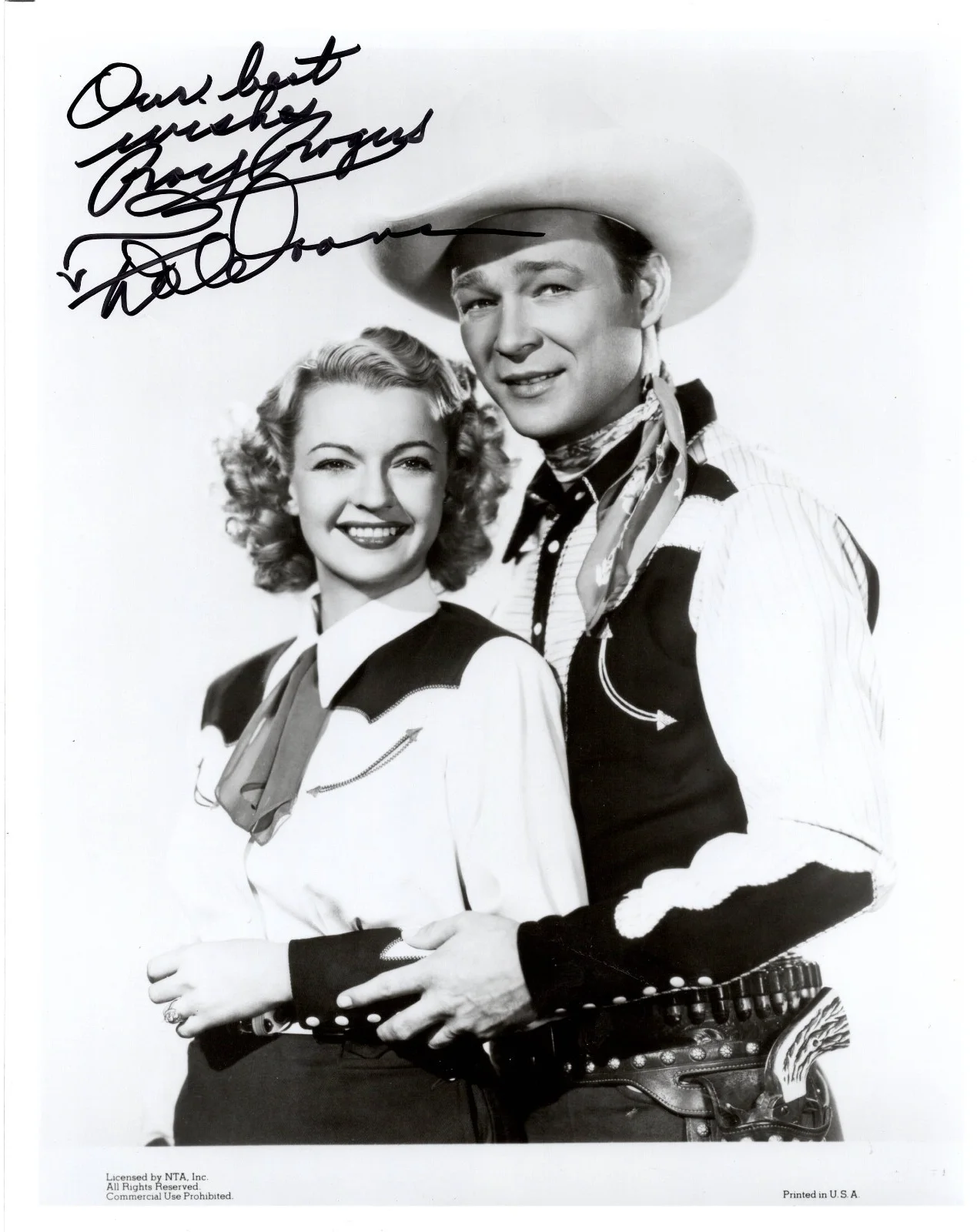 Roy Rogers & Dale Evans — Roy Rogers & Dale Evans Signed Vintage 8x10 B&W Photo- JSA Authentication