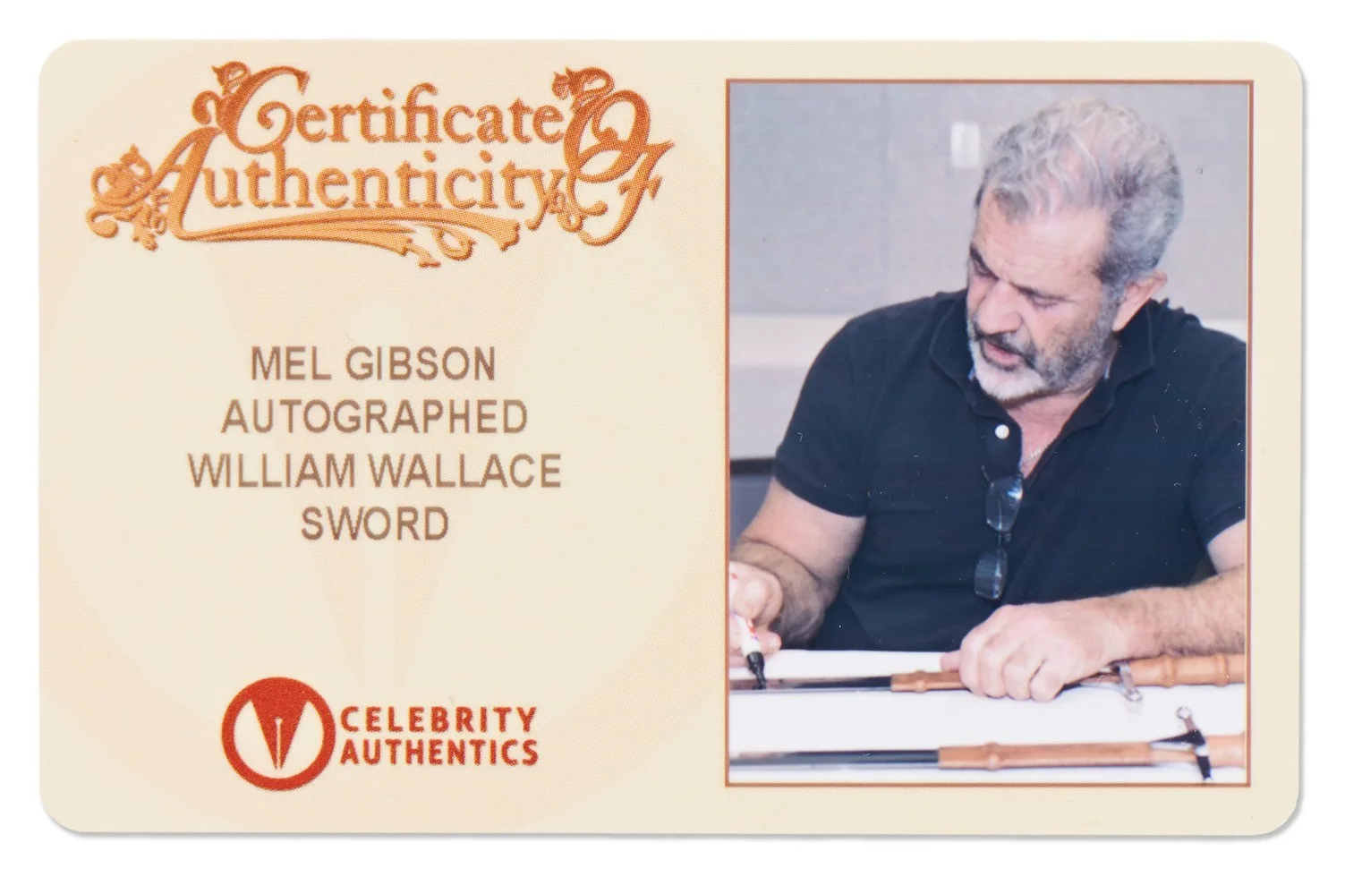Mel Gibson Signed "Braveheart" Sword With Celebrity Authentics COA, image 5