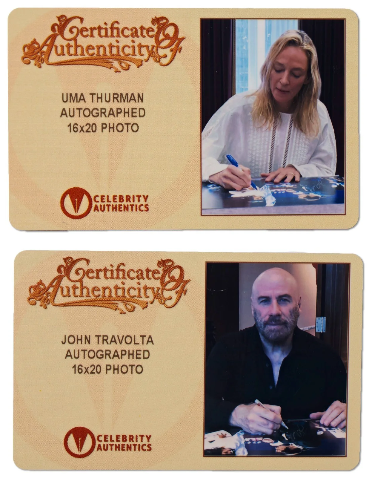 Uma Thurman John Travolta Signed 20" x 16" Photo from "Pulp Fiction" Celebrity A, изображение 2