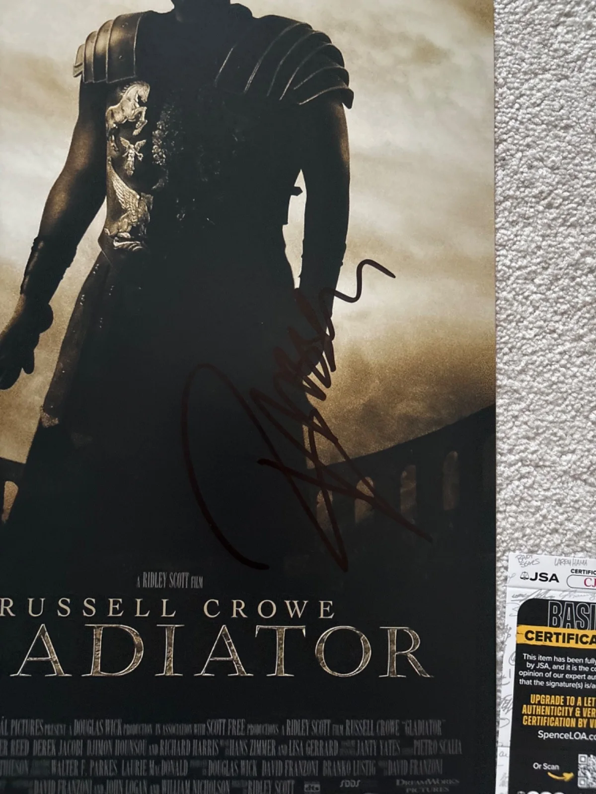 Russell Crowe — Russell Crowe signed photo 12X18 proof JSA COA autograph Gladiator, image 2