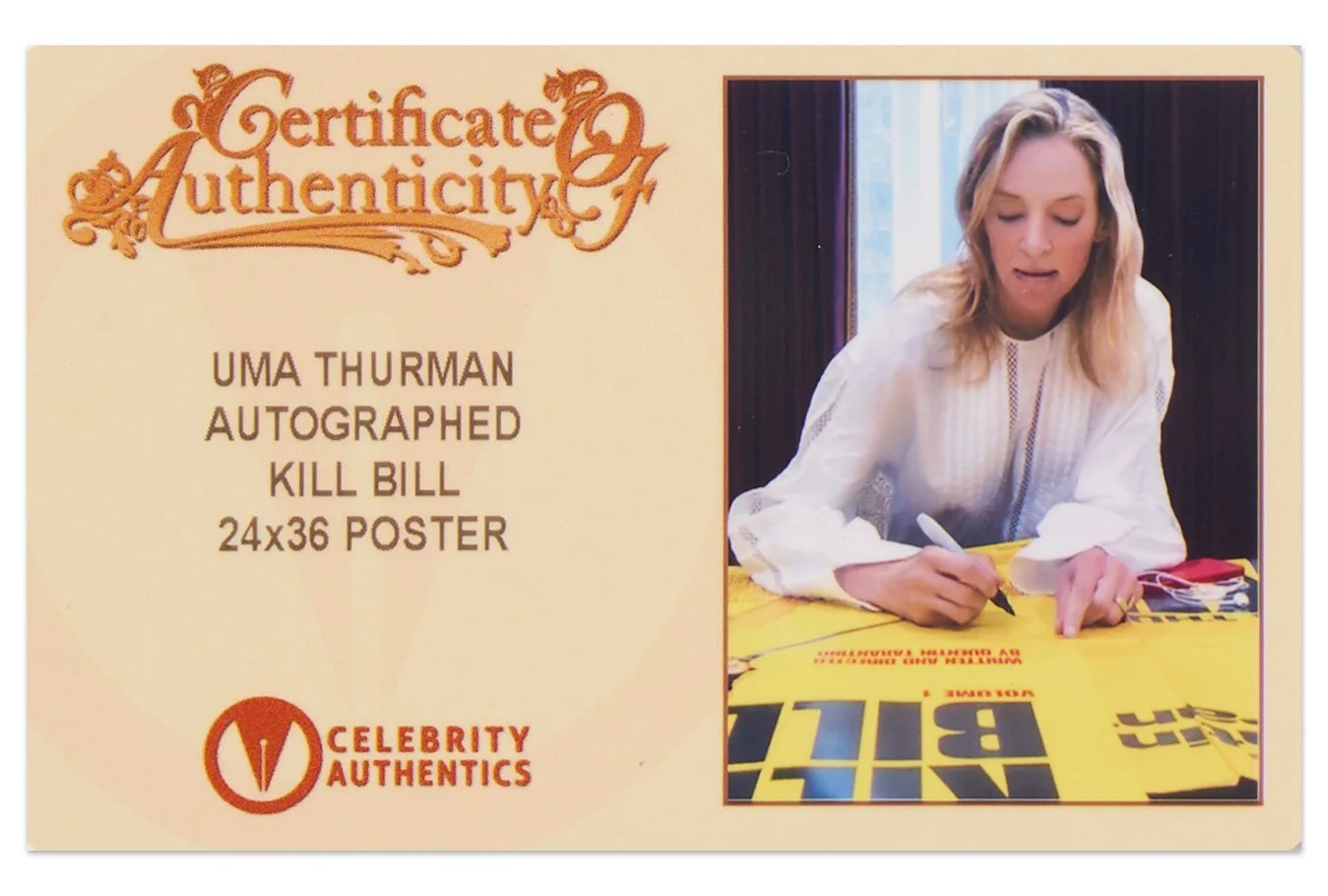 Uma Thurman Signed 24" x 36" Poster From "Kill Bill" with Celebrity Authentics C, image 2