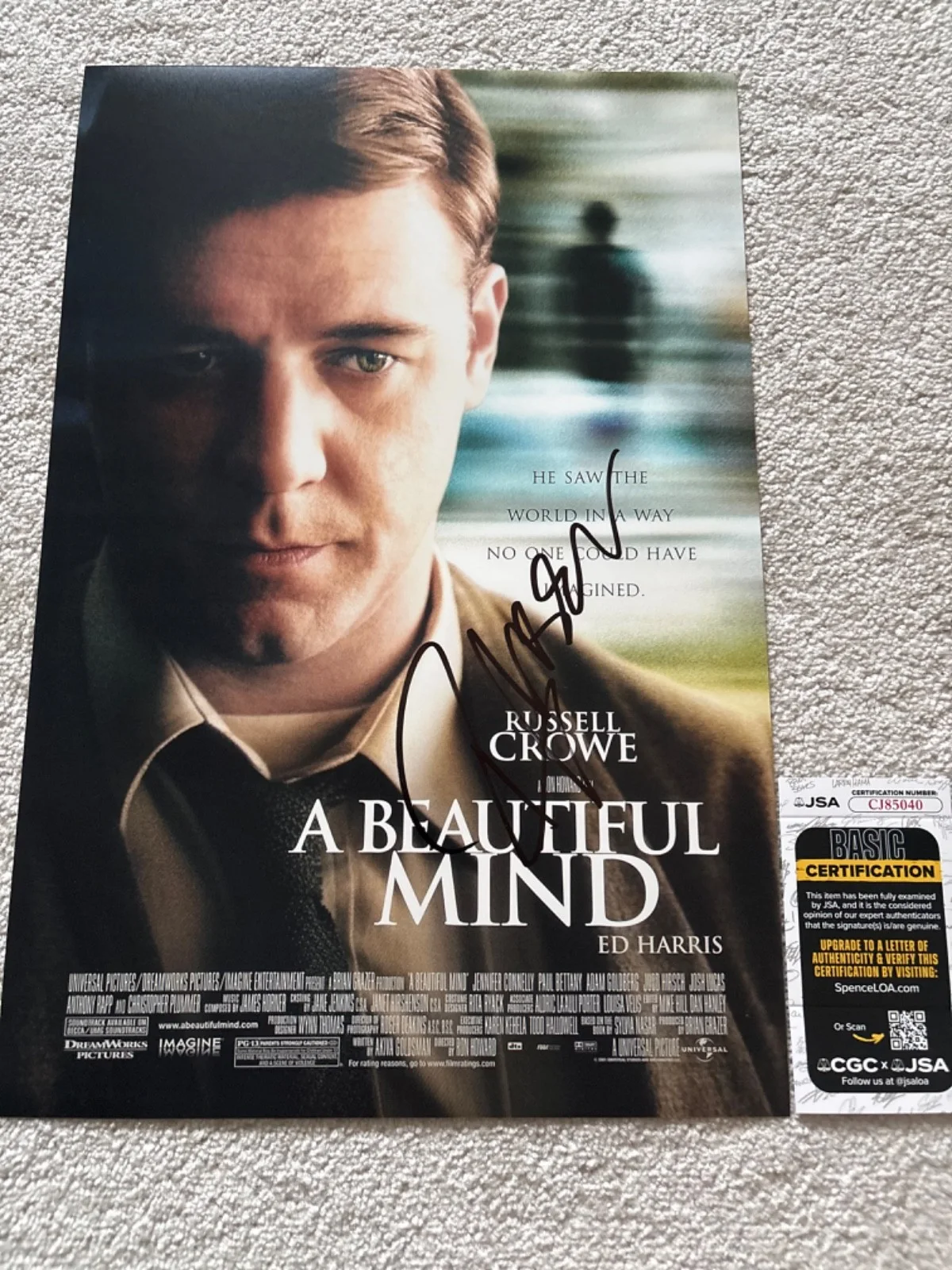 Russell Crowe — Russell Crowe signed photo 12X18 exact proof JSA COA autograph A Beautiful Mind, изображение 2