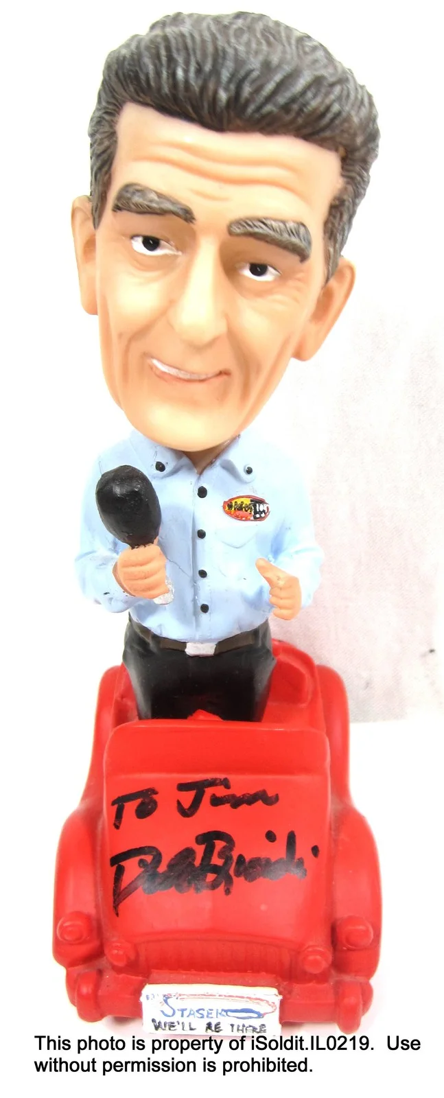 Dick Biondi — VTG CHICAGO DJ DICK BIONDI TALKING BOBBLEHEAD SIGNED + WLS Radio Magazine 1967, изображение 2