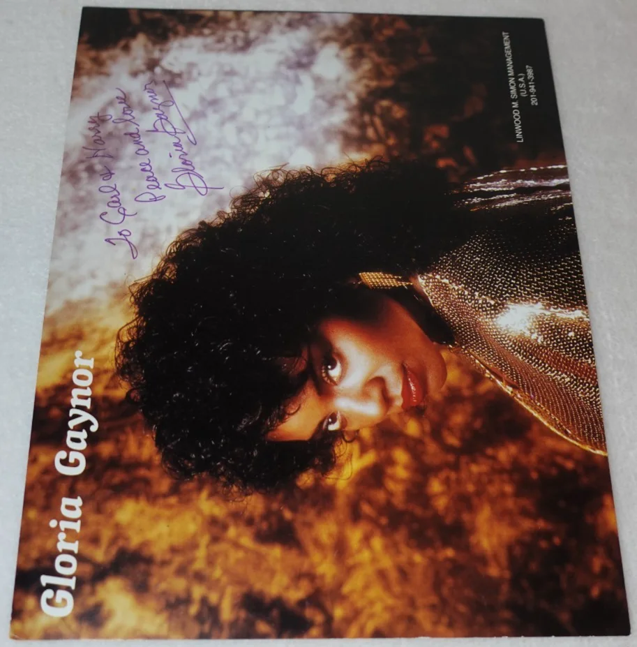 Gloria Gaynor SIGNED Linwood Simon Management Original Promotional Photo, изображение 5