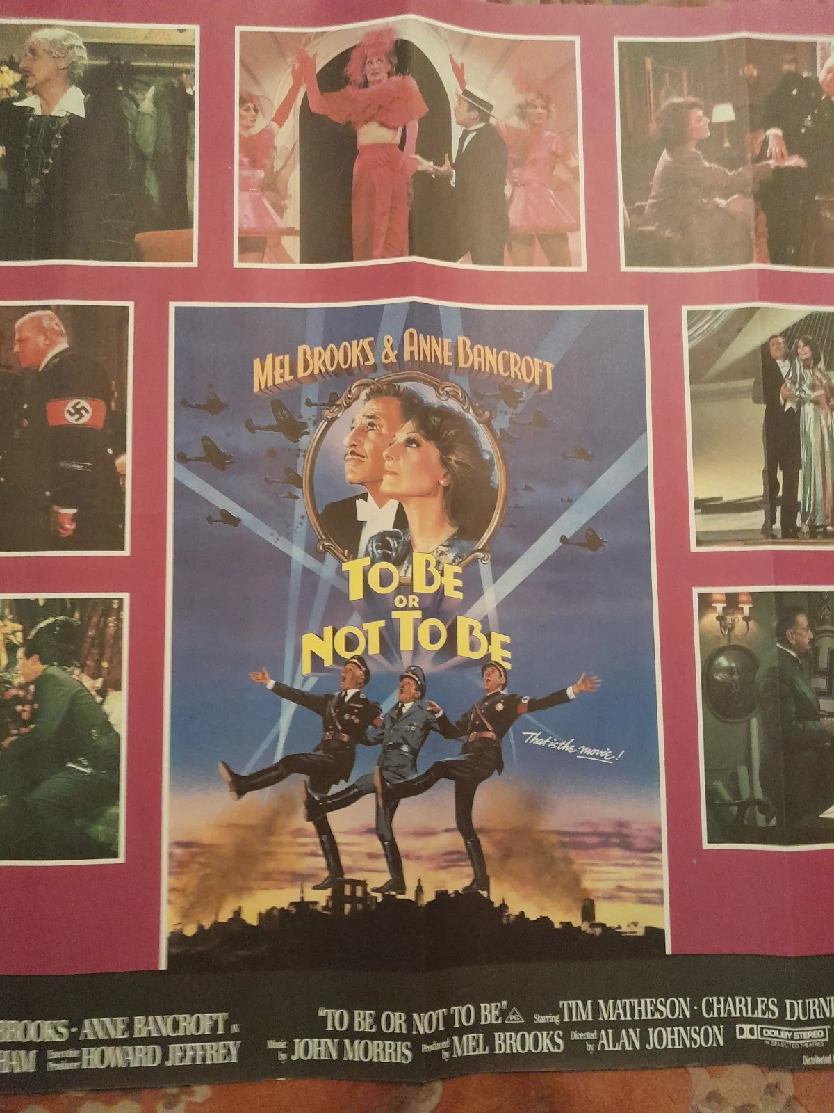 Vintage UK Quad Film Poster Mel Brooks & Ann Bancroft To Be Or Not To Be 1983, изображение 3
