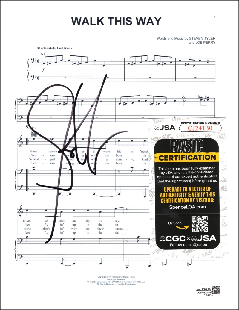 Steven Tyler — Steven Tyler Aerosmith Signed Autograph Walk This Way Sheet Music w/ JSA COA, изображение 2