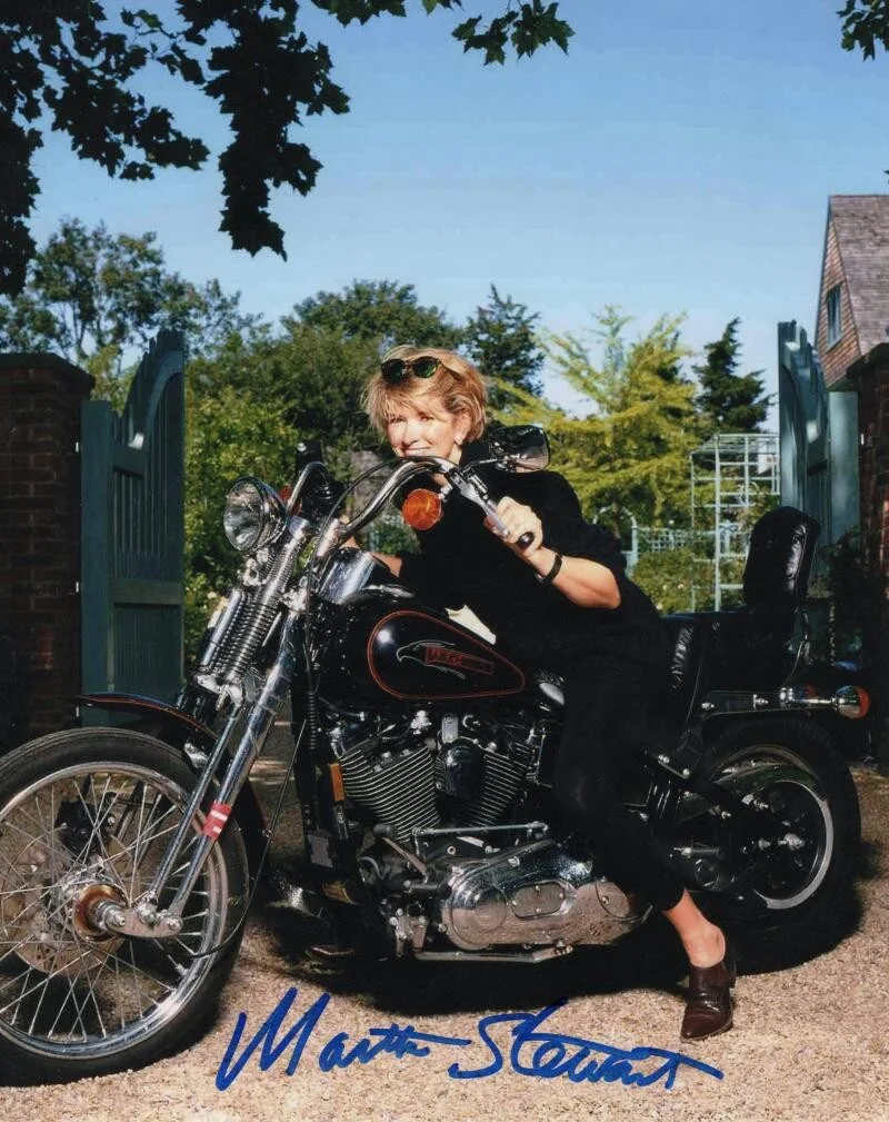 Martha Stewart — Martha Stewart Signed Autograph 8x10 Photo Photograph - On her Motorcycle