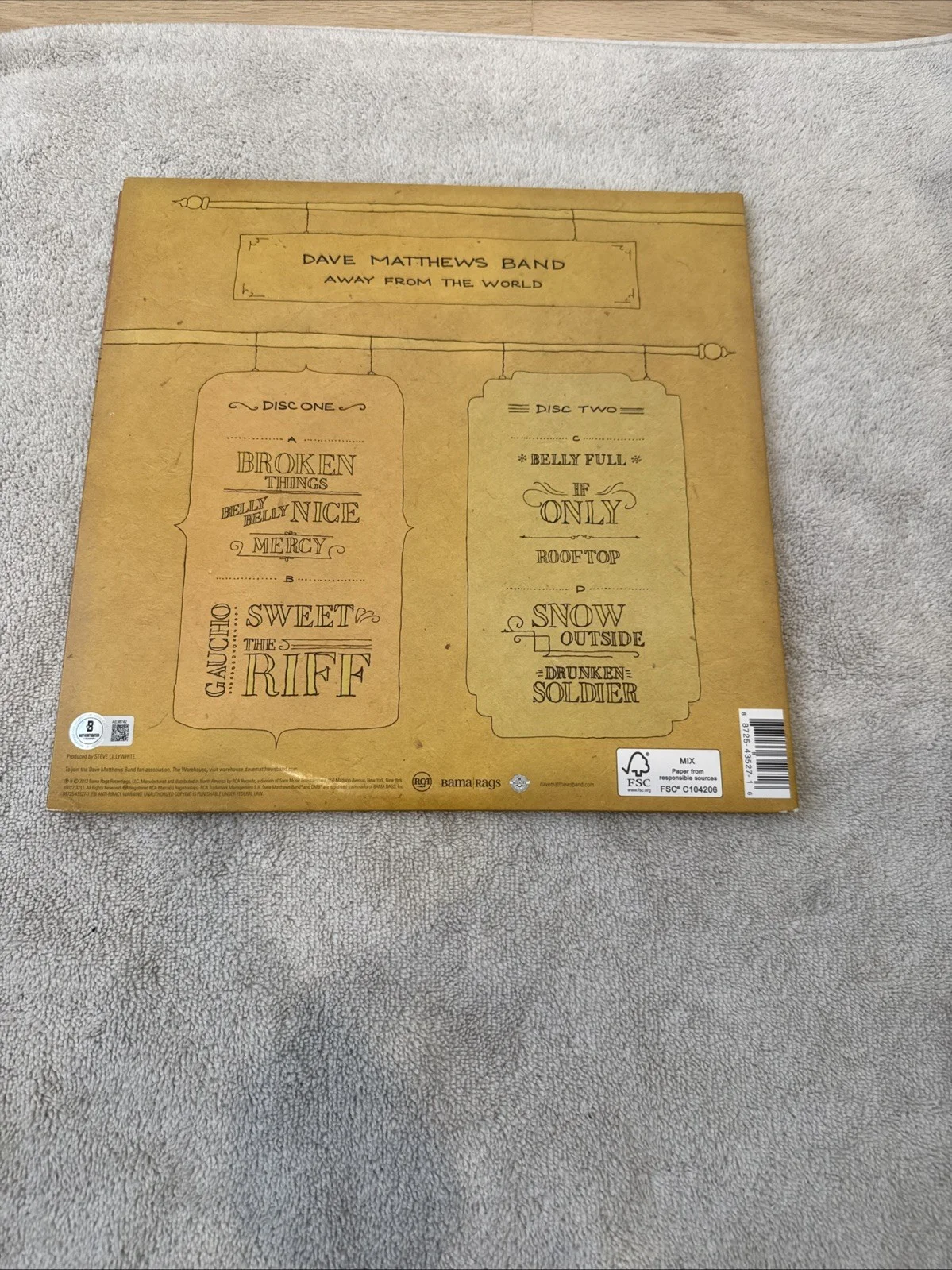 Dave Matthews Bans Signed Away From The World Vinyl Beckett LOA Carter Stefan X4, image 2