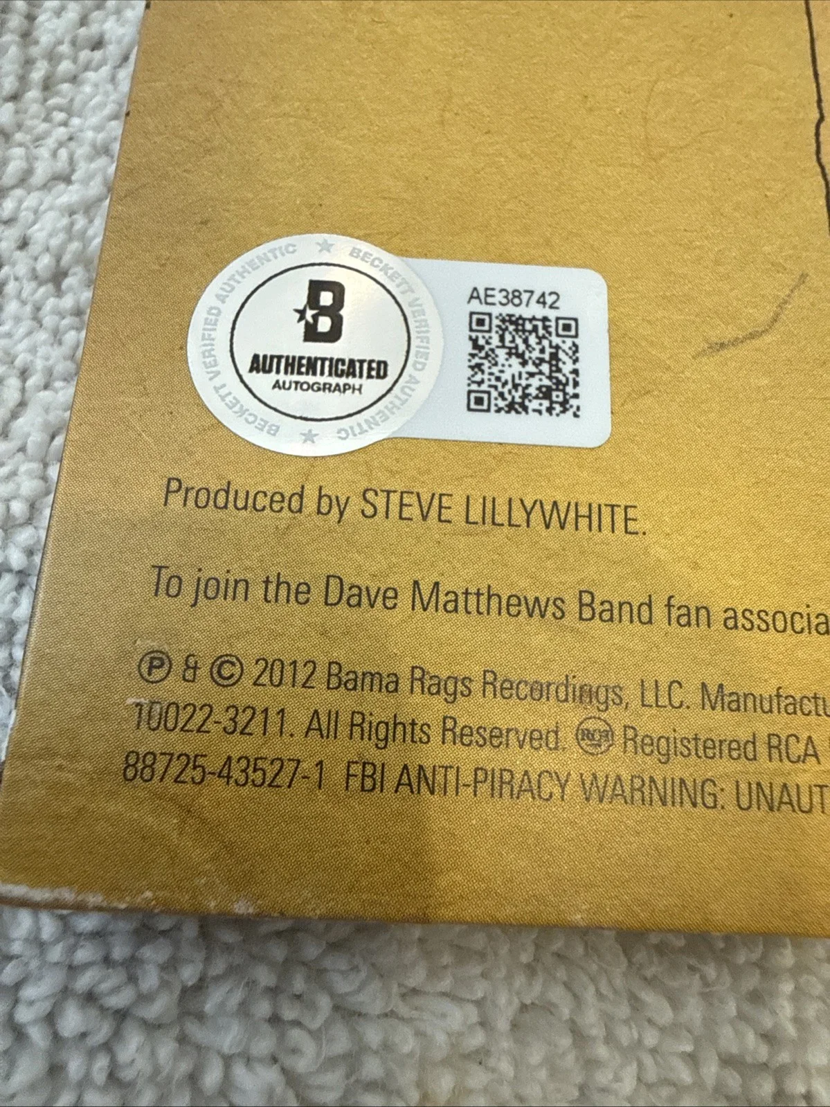 Dave Matthews Bans Signed Away From The World Vinyl Beckett LOA Carter Stefan X4, image 3