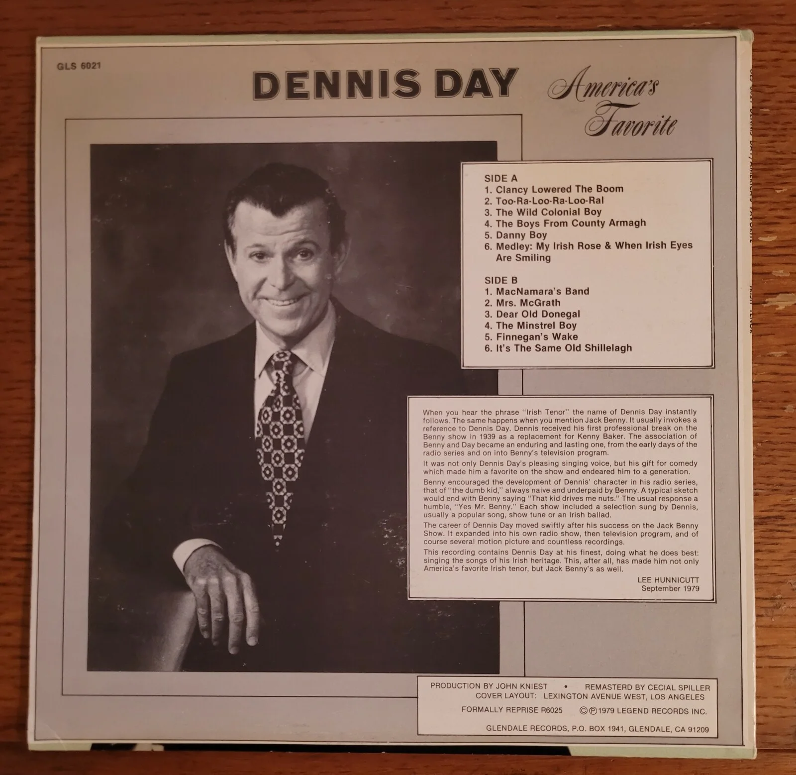 Dennis Day SIGNED America's Favorite Irish Tenor LP GLS 6021 VG+/VG+ RARE HTF, image 3