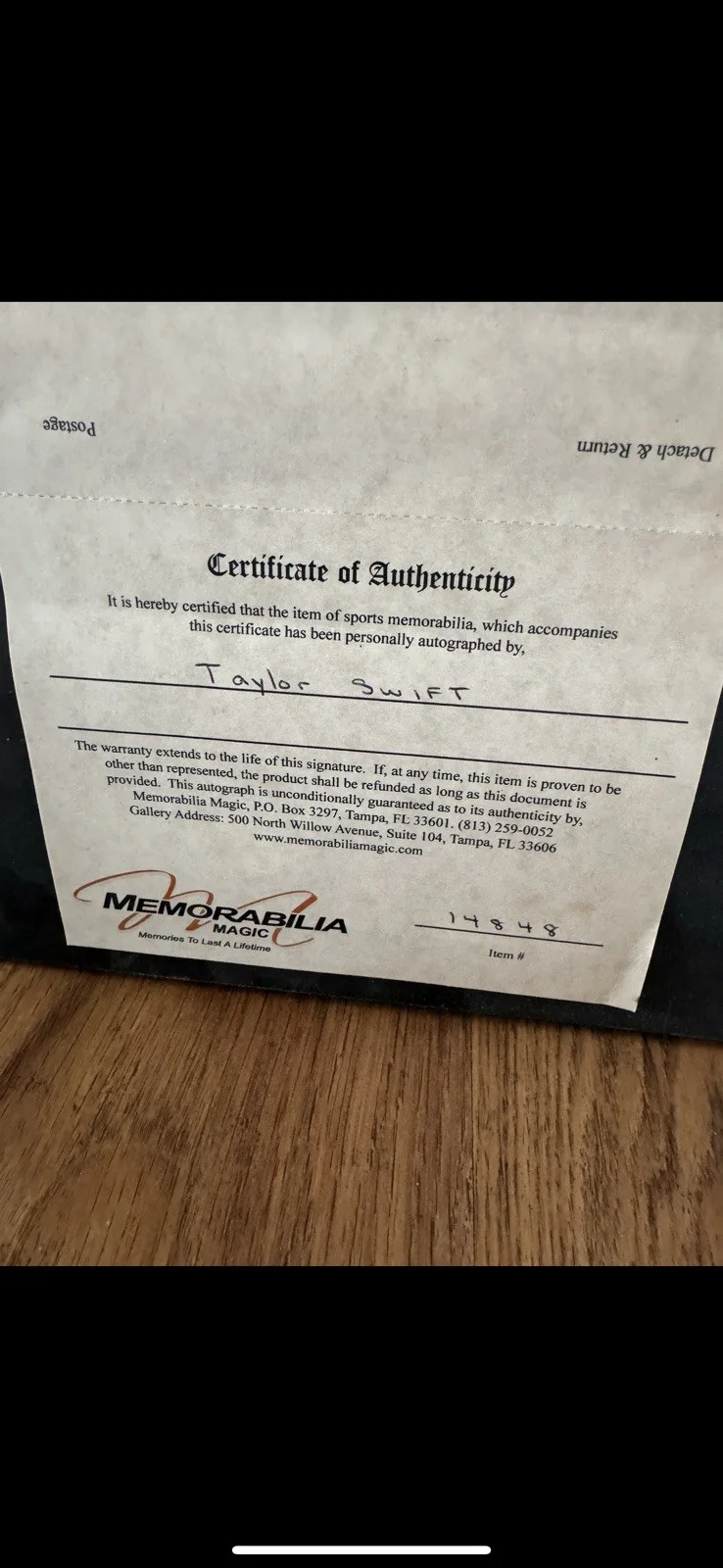 Taylor Swift Fearless Autographed with Heart Display JSA Certification, image 5