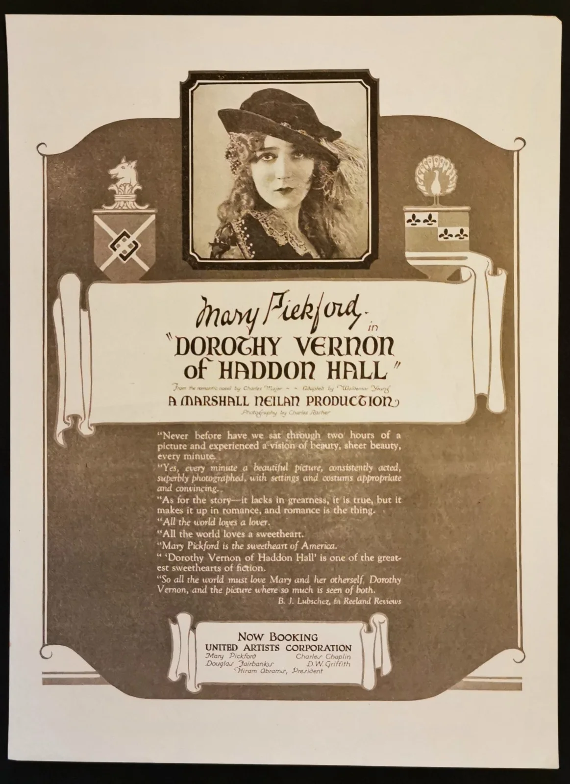 DOROTHY VERNON OF HADDON HALL 1924 Mary Pickford Tudor 2 TRADE ADVERTS, изображение 2