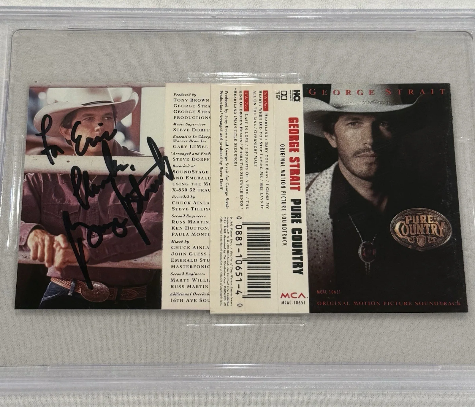 George Strait Signed Pure Country Cassette Cover PSA Authentic Autograph, image 2