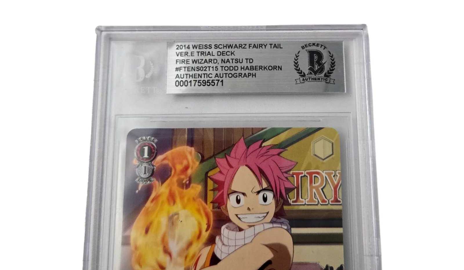 Todd Haberkorn — Todd Haberkorn Signed Card Fairy Tail Natsu Weiss Schwarz Slab Beckett COA 571, изображение 2