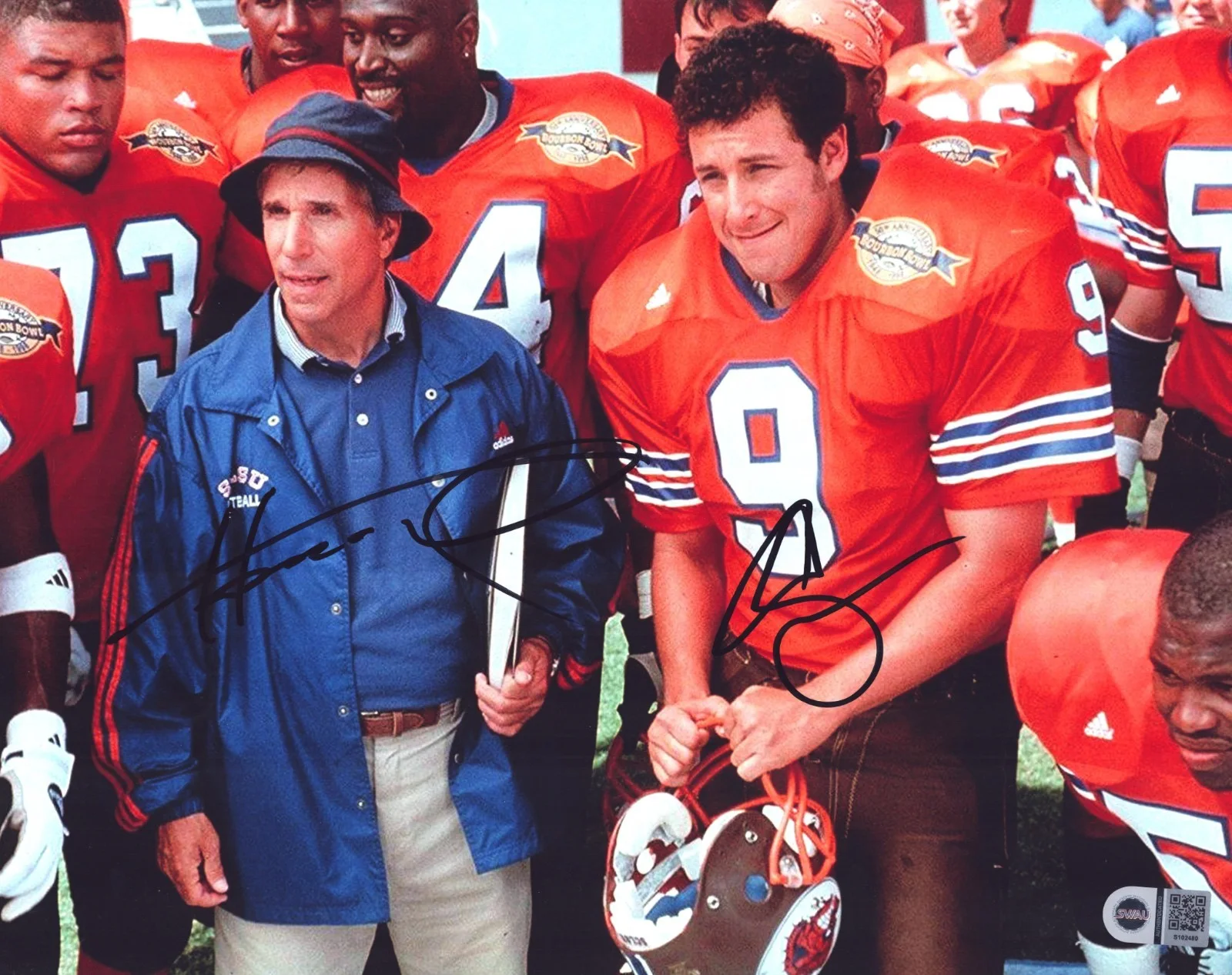 adam sandler and henry winkler — Adam Sandler & Henry Winkler Signed 11x14 PHOTO The Waterboy SWAU