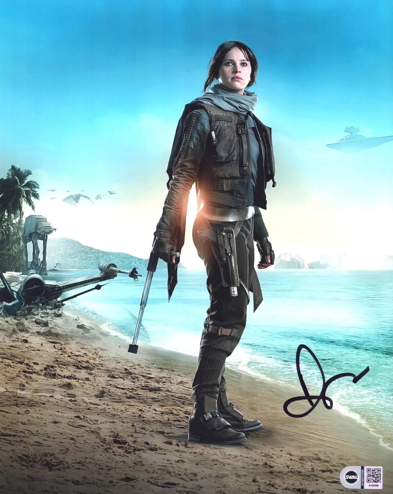 felicity jones — Felicity Jones Signed 11x14 PHOTO Star Wars Rogue One Jyn Erso SWAU