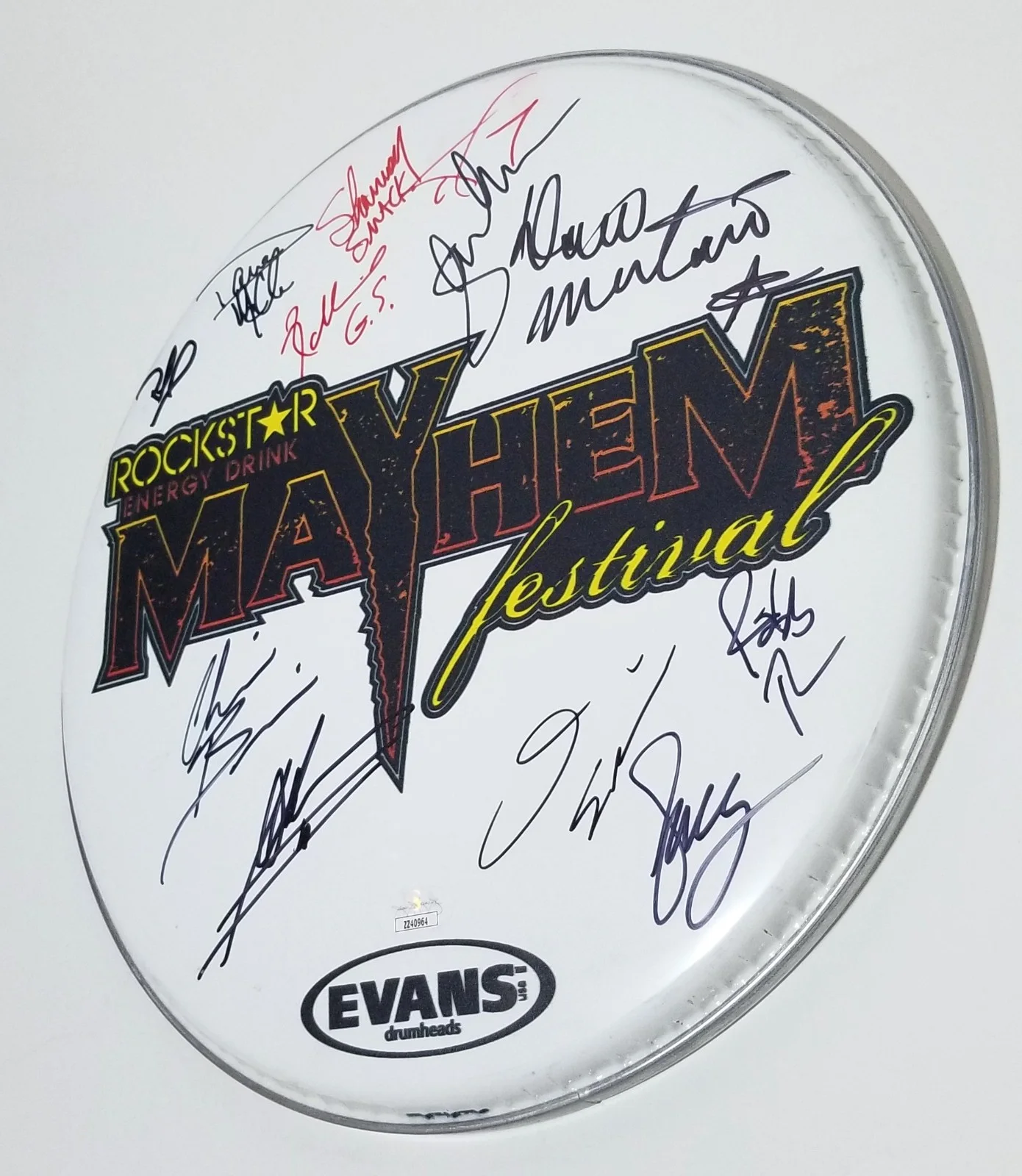 Megadeth Godsmack Machine Head SIGNED Rockstar Mayhem Festival Drumhead JSA LOA, изображение 2