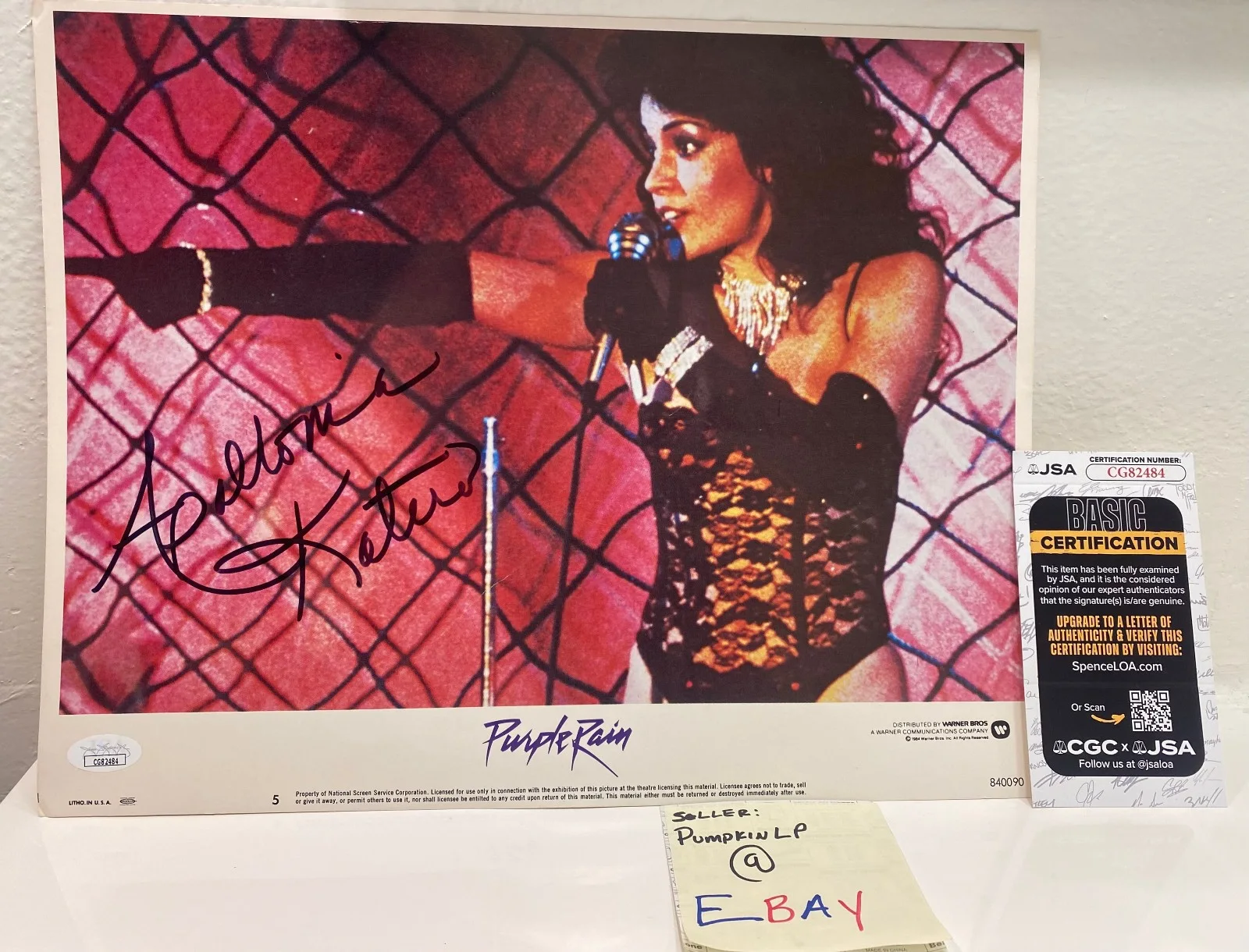 Apollonia Kotero — Apollonia Kotero Signed 11x14 Original Prince Purple Rain 1984 WB Lobby Card JSA, изображение 2