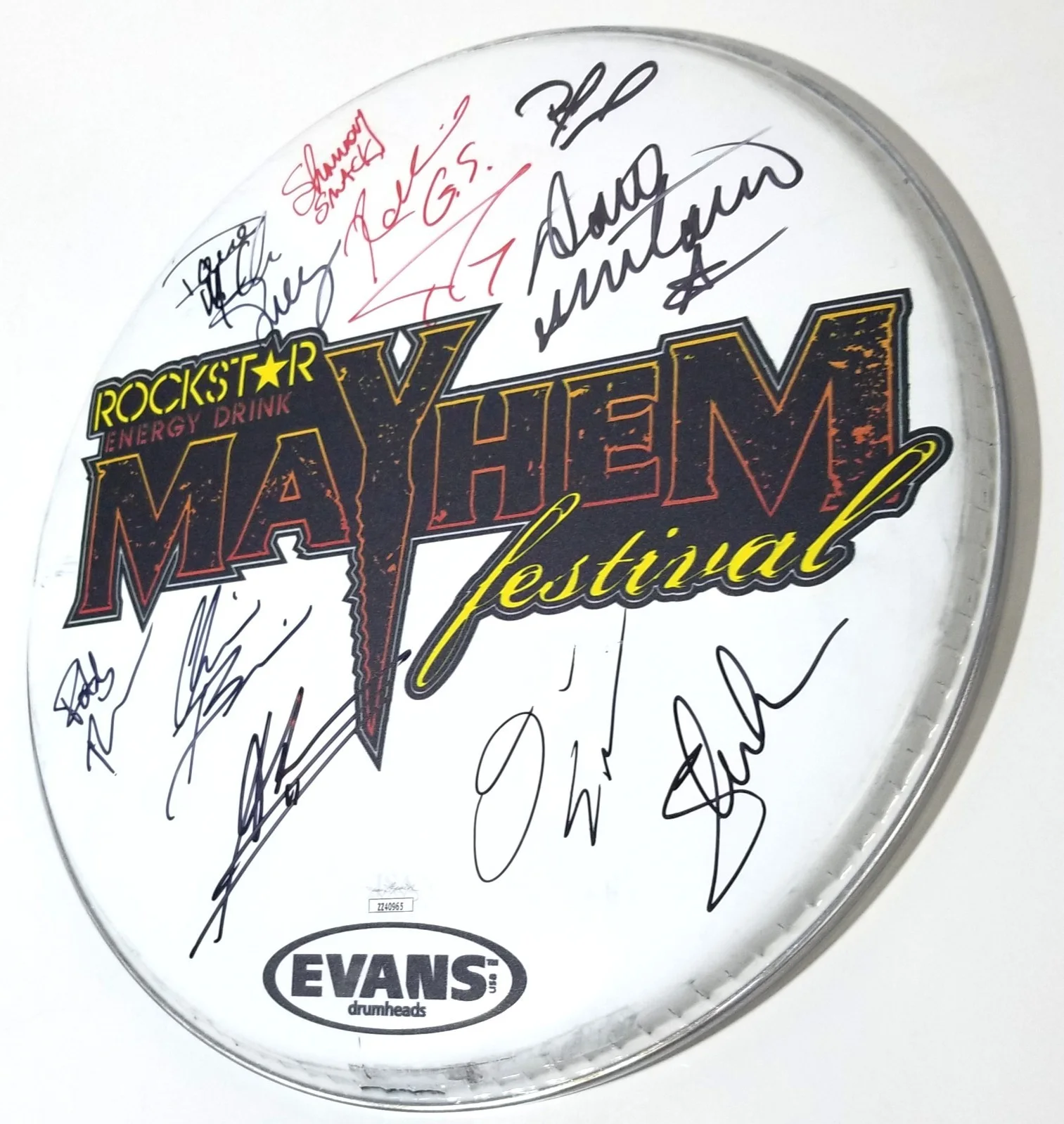 Megadeth Godsmack Machine Head SIGNED Rockstar Mayhem Festival Drumhead JSA LOA, изображение 2