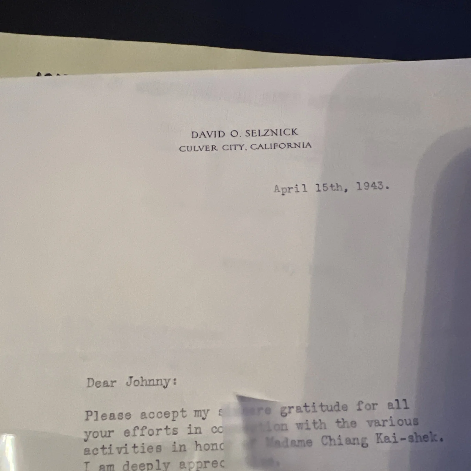 David O Selznick — DAVID O SELZNICK Typed Letter Signed 1943 Autograph Entertainment ￼, image 5