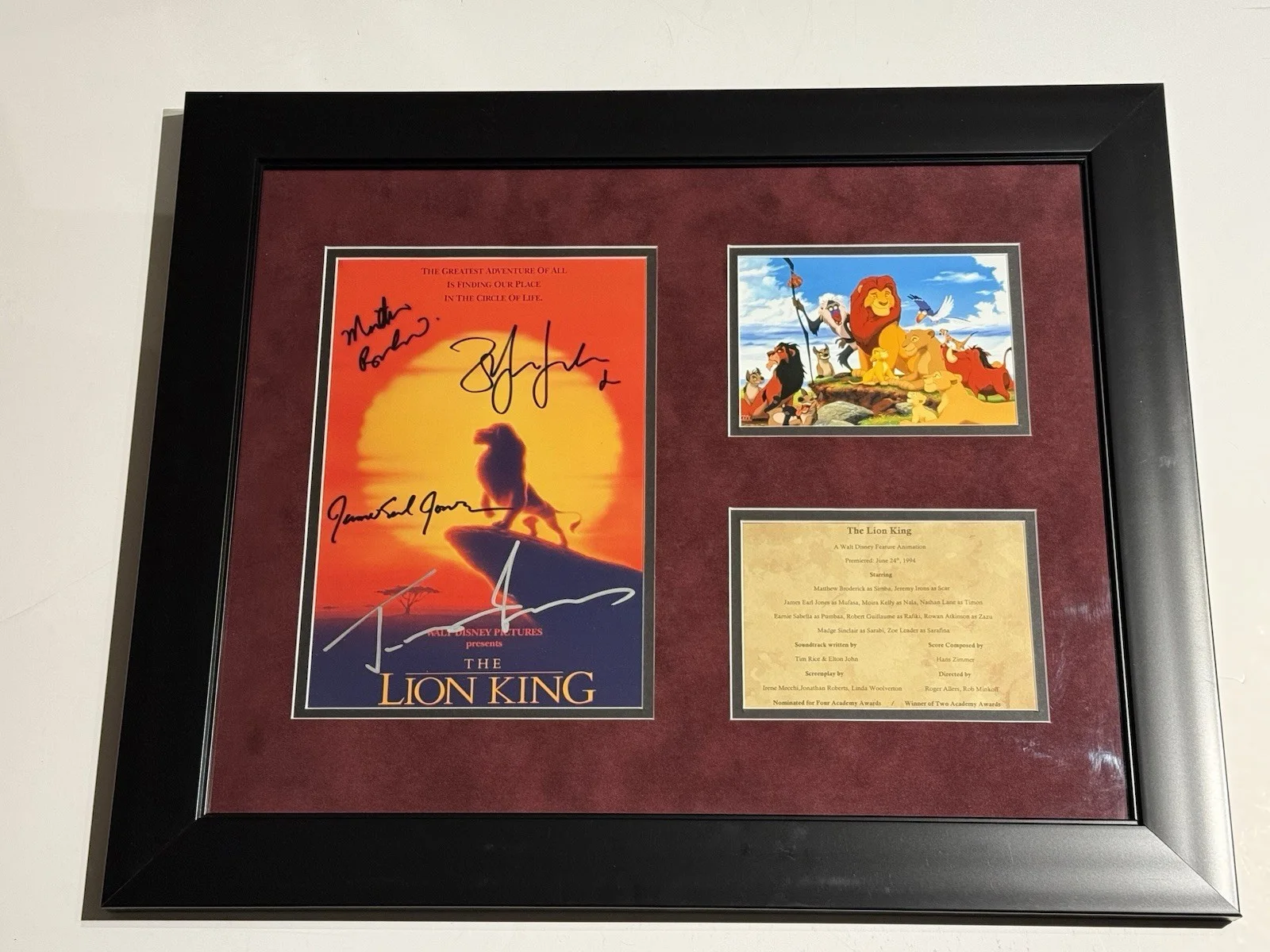 Matthew Broderick, Jeremy Irons, James Earl Jones, Elton John — The Lion King (Animated) Cast Signed 8x12 Photo Collage w/COA!!