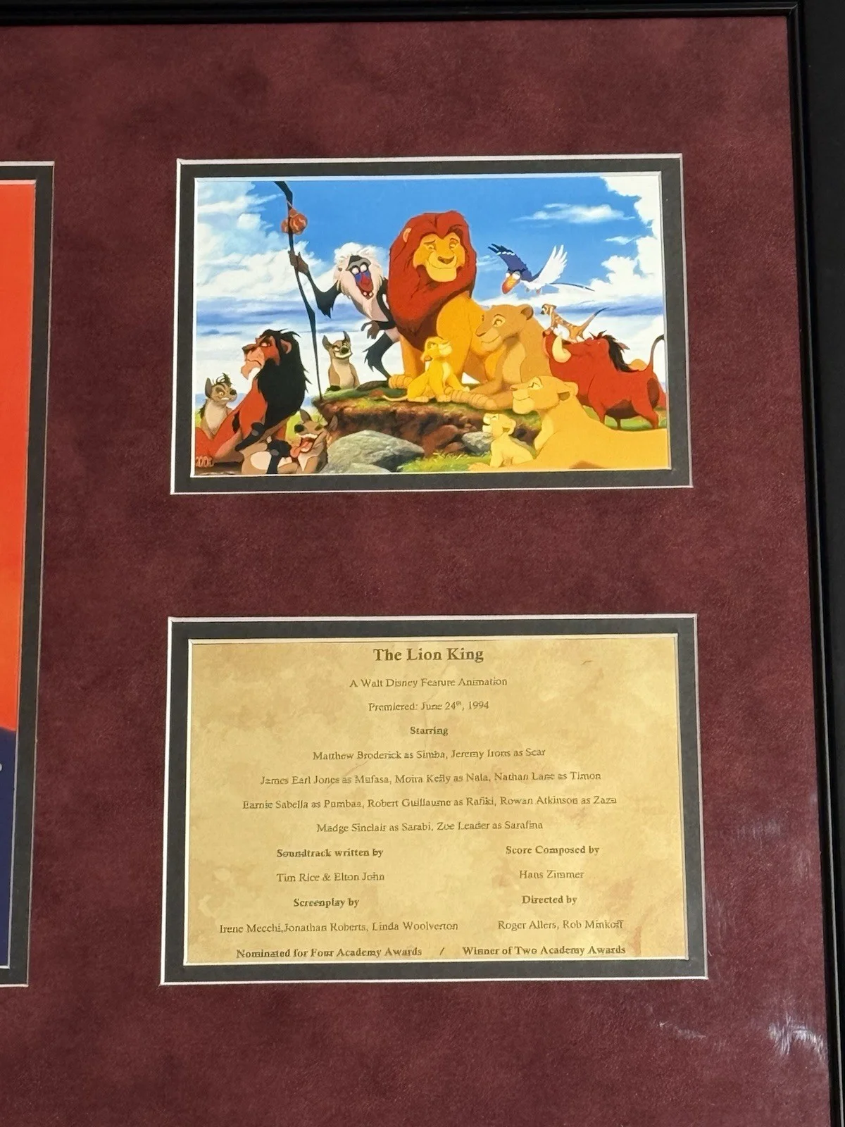 Matthew Broderick, Jeremy Irons, James Earl Jones, Elton John — The Lion King (Animated) Cast Signed 8x12 Photo Collage w/COA!!, изображение 3