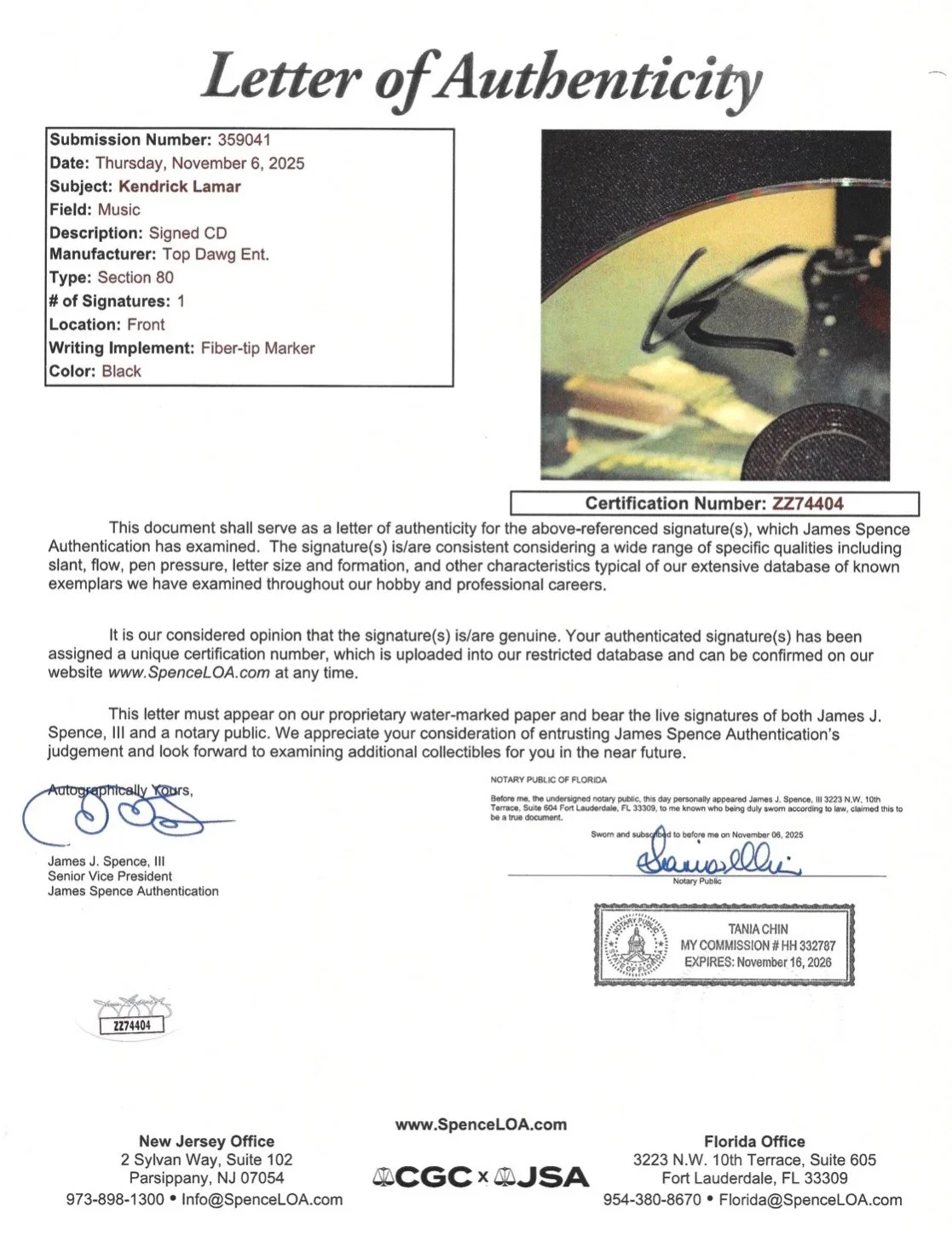 Kendrick Lamar Signed Section.80 CD JSA LOA Autograph Rapper, image 4