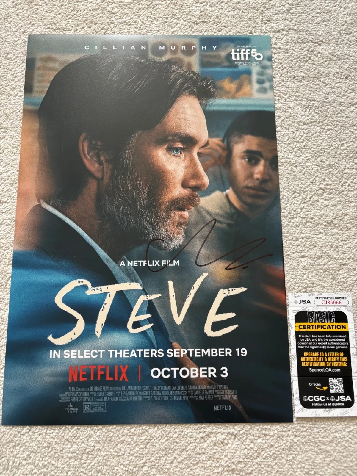 Cillian Murphy — Cillian Murphy signed photo 12X18 JSA COA exact proof autographed Steve, image 2