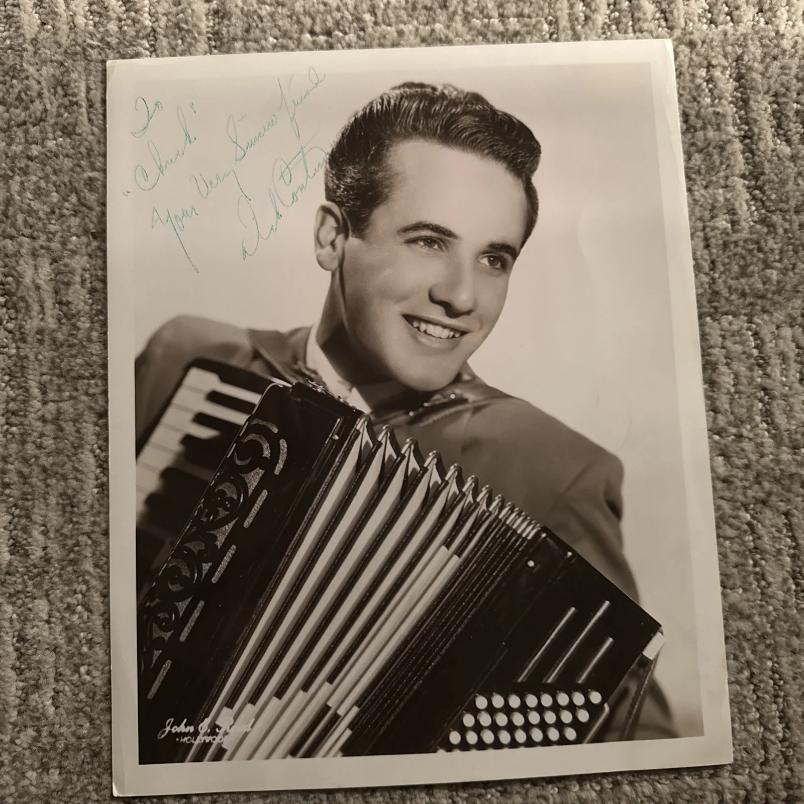 Vintage DICK CONTINO Autograph Hand Signed Inscribed Photo, image 2