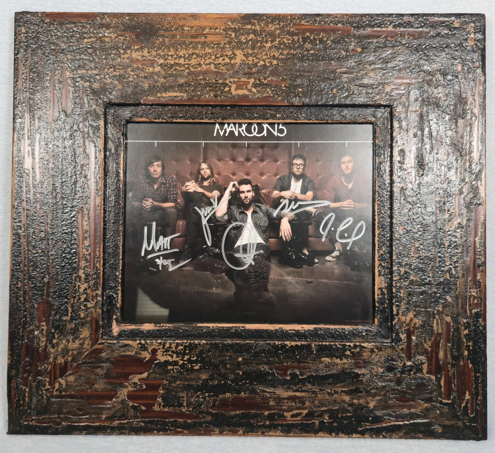 Maroon 5 Band Signed 8x10 Photo Framed Rare Full Autograph Display, изображение 2