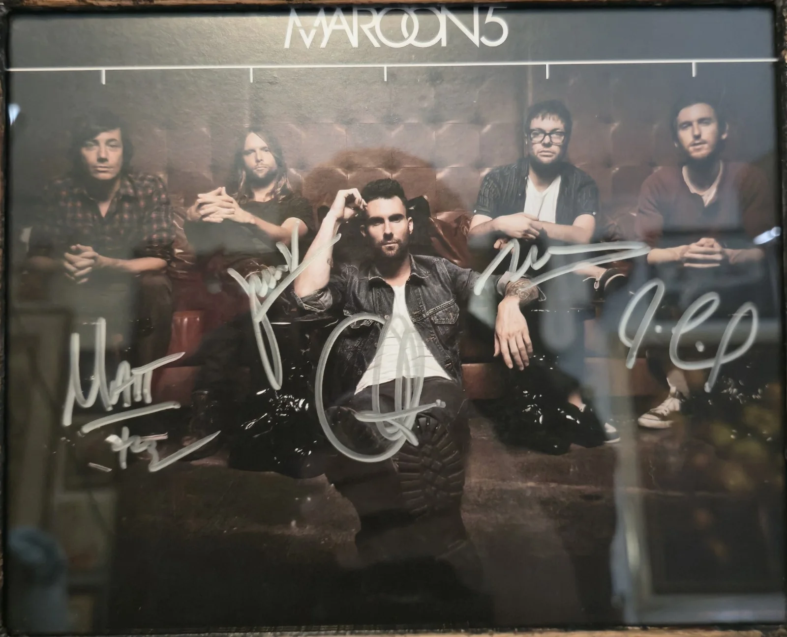 Maroon 5 Band Signed 8x10 Photo Framed Rare Full Autograph Display, изображение 3